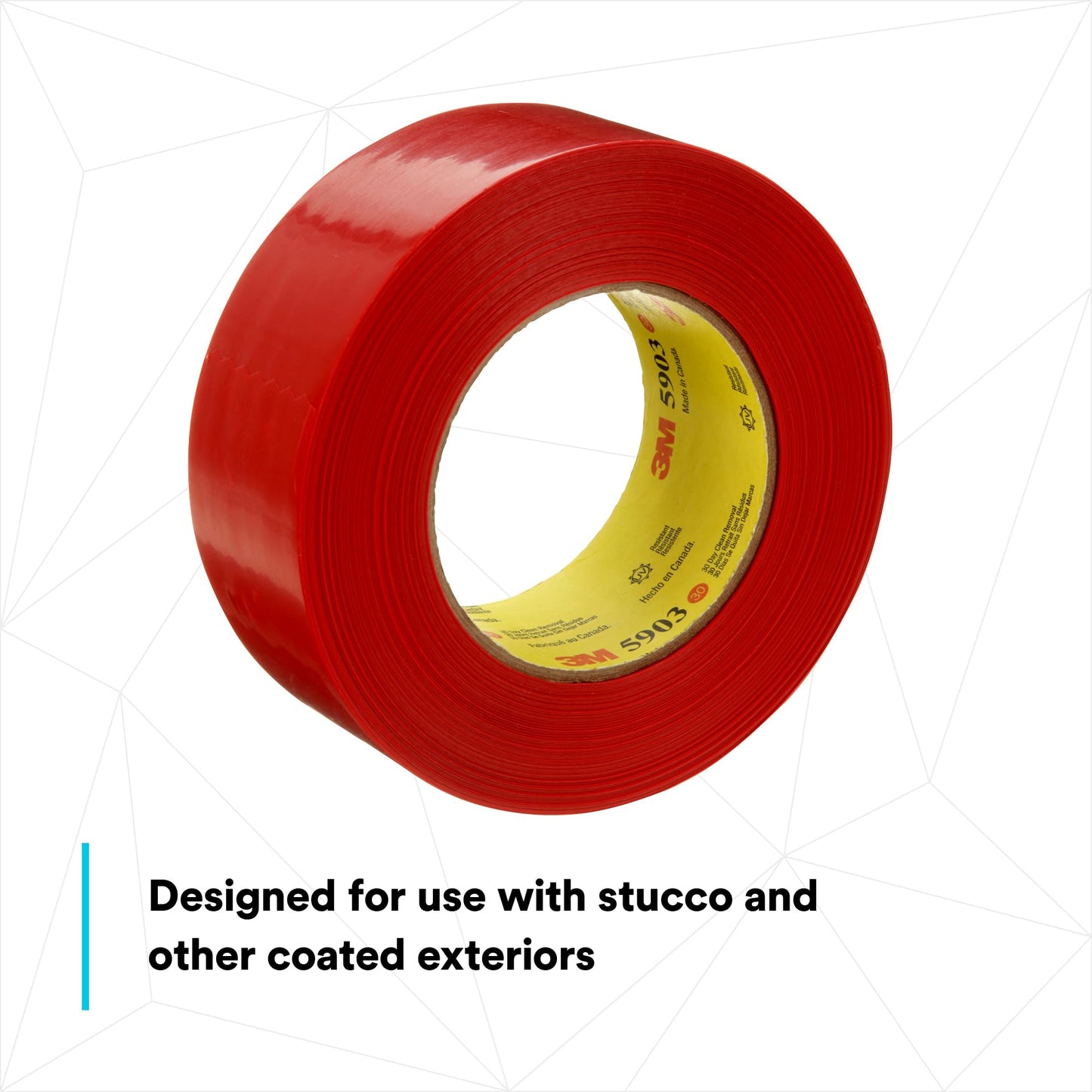 3M Outdoor Masking Poly Tape 5903 Red, 48 mm x 54.8 m (Pack of 1)