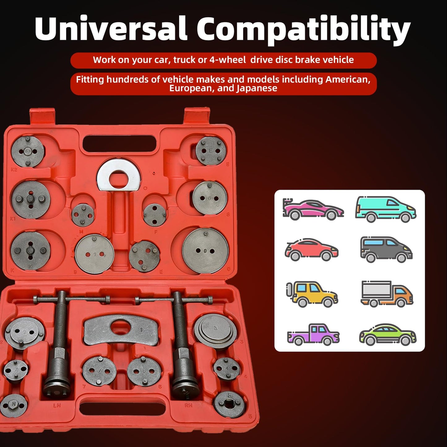 8milelake 22pcs Professional Disc Brake Caliper Wind Back Tool Kit