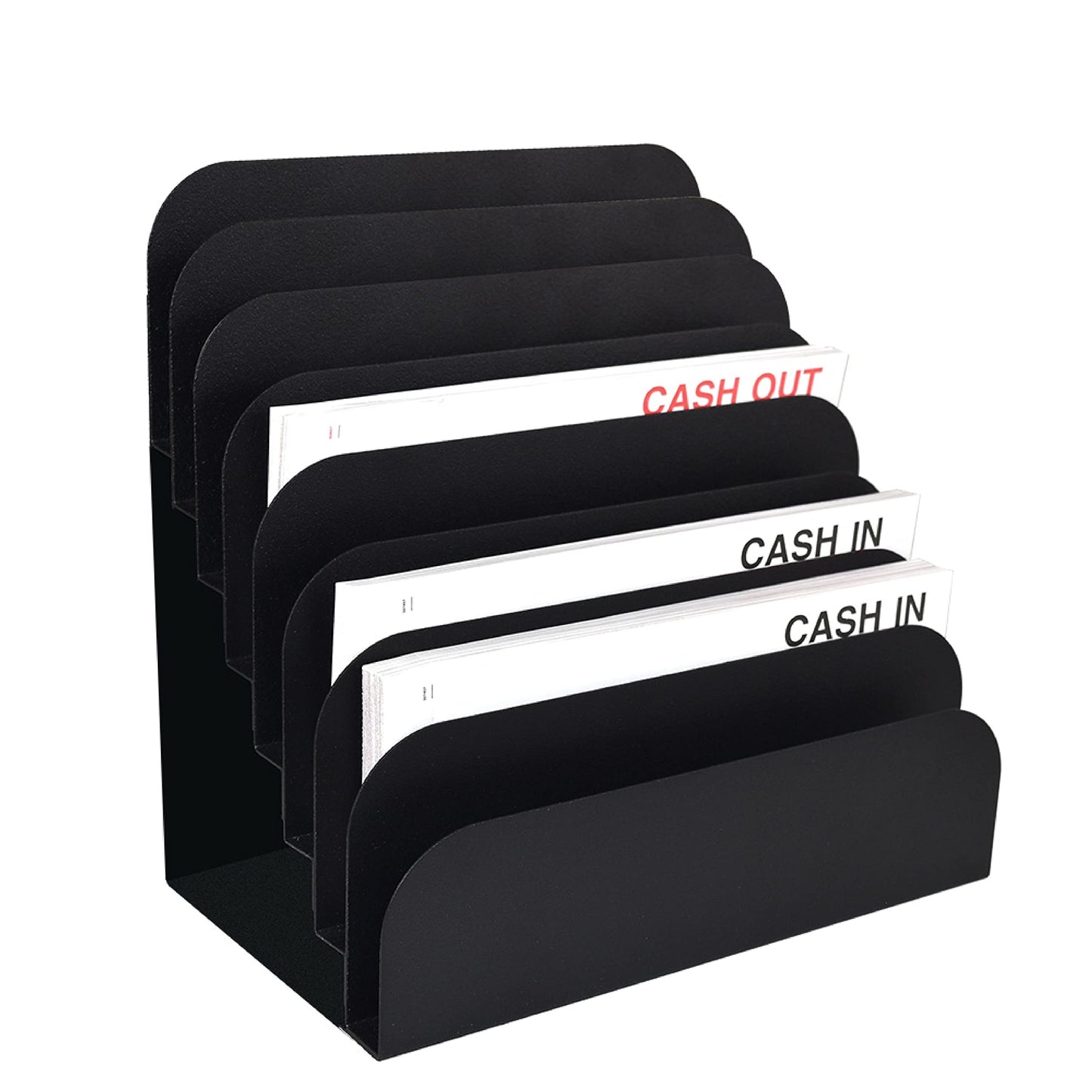 STEELMASTER by BankSupplies Steel Cashier Pad Rack – 8 Slot File & Desk Organizer, Paper Organizer, Black Powder Coat Finish, Scratch & Chip-Resistant - Forms, Applications, Deposit Slips & Checks