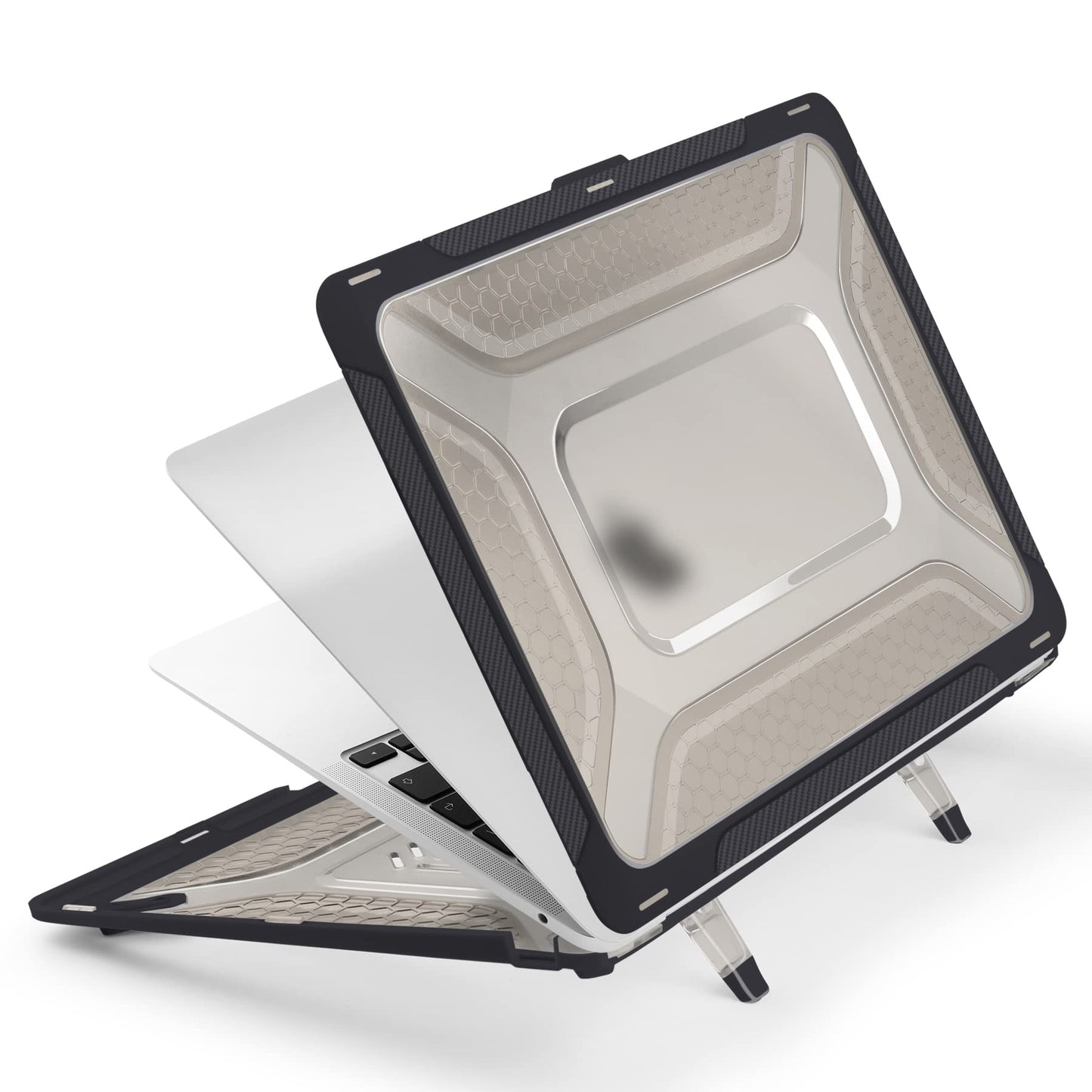 Batianda Extreme Duty Case for MacBook Air 13 inch 2020 2019 A2337 M1 A2179 A1932 Model - Anti-Slip Rubberized Stand (Holds 25lbs) & Honeycomb Exoskeleton - Max Cooling & Stability -Heavy Duty Black