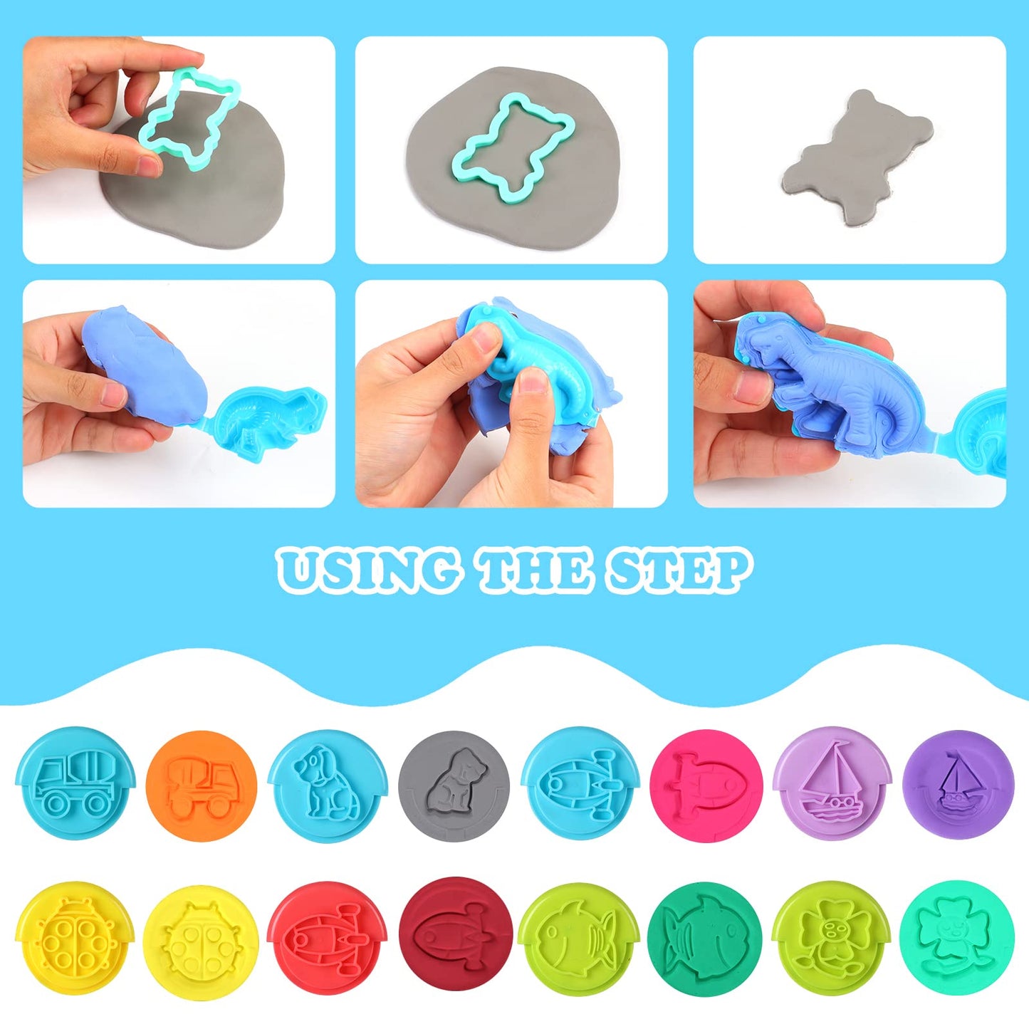 Oun Nana 144 PCS Dough Tools Set for Kids Ages 3-8 – Includes Letter & Number Cutters, Animal Cutters, Dinosaur Molds, Extruder, Scissors, Rollers, Dough Mat, Storage Bag