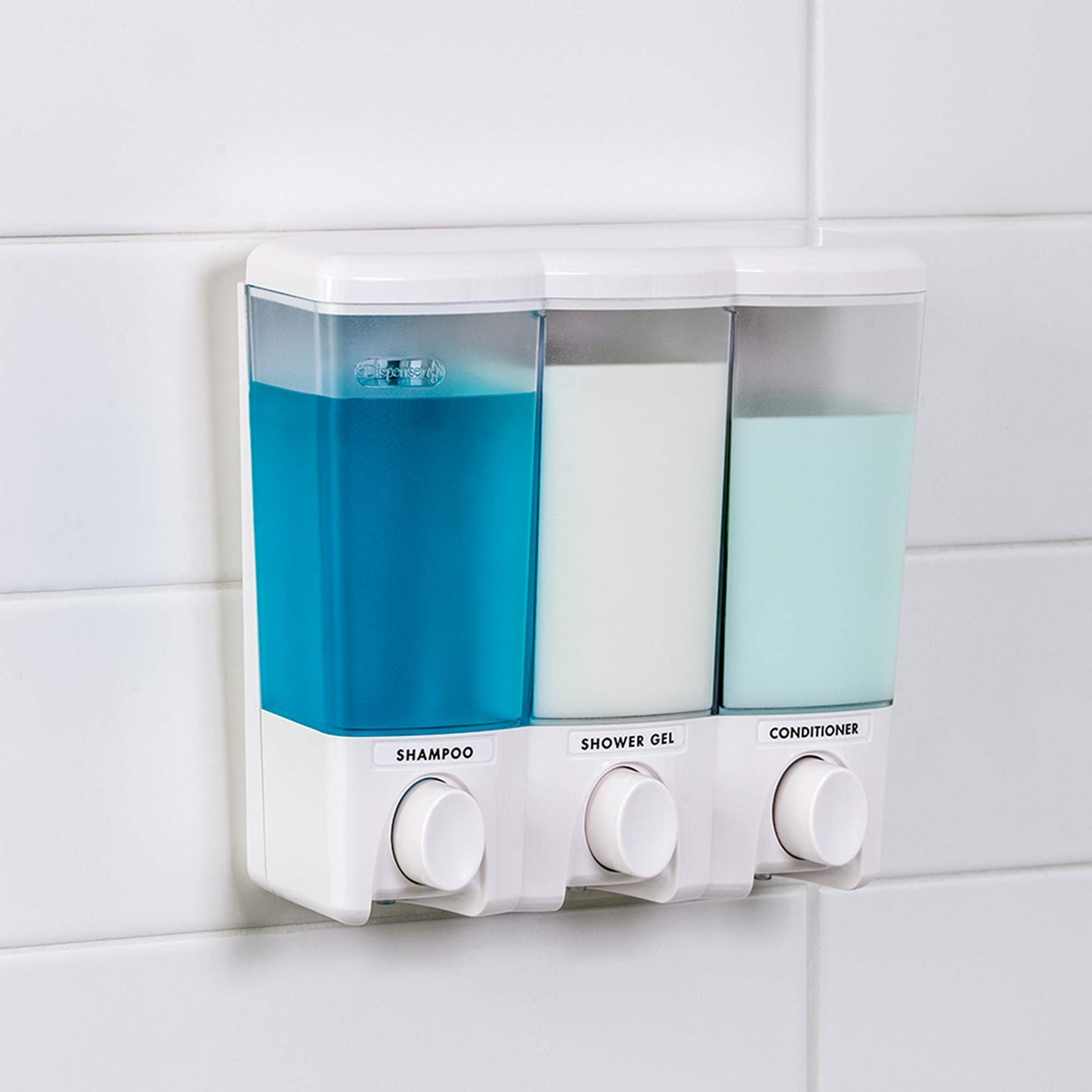 Better Living Products Clear Choice Dispenser Three Chamber Shower Dispenser, White