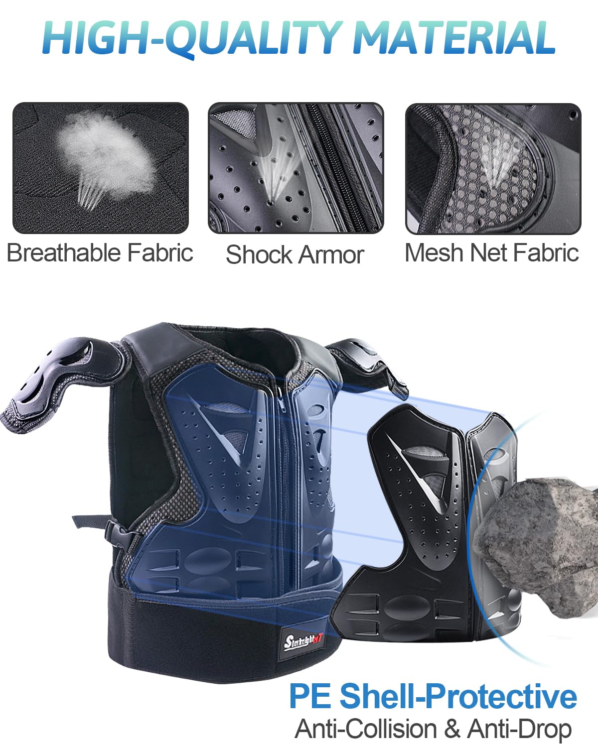 Kids Motorcycle Armor Suit Dirt Bike Gear Riding Protective Chest Spine Back Protector Shoulder Arm Elbow Knee Protector Pads for Cycling Skateboard,Skiing,Skating,Off-Road