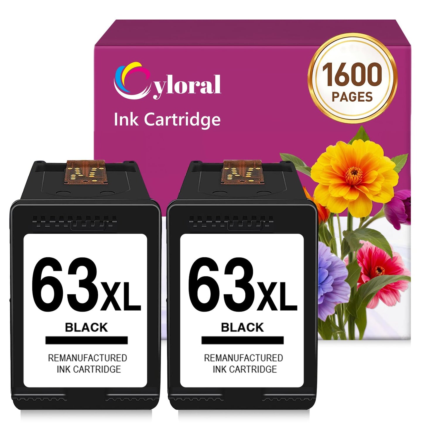 Cyloral 63XL Ink Cartridge Black for HP 63 Black Ink Cartridge for Officejet 4650 3830 5255 5258 4655 Envy 4512 4520 4516 Deskjet 1112 3630 for HP 63XL Ink Cartridges Replacement