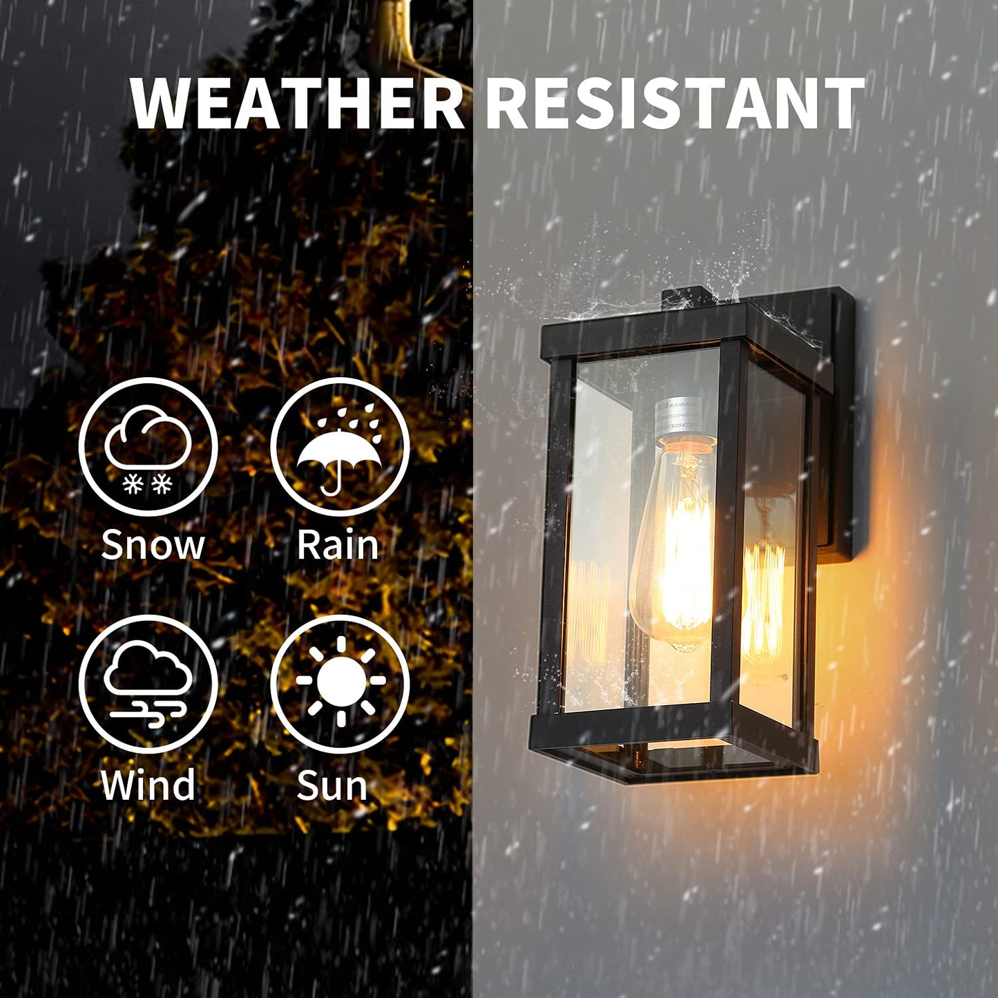 RETRELMP Outdoor Wall Light, Black Exterior Wall Lantern Fixture with Clear Glass Shade, Waterproof Modern Metal Porch Wall Sconce for Patio Garage E26 Socket (2 Pack)
