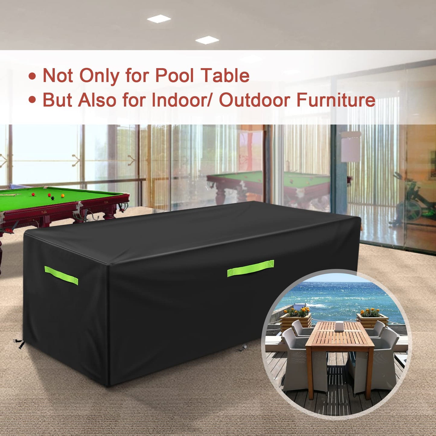 GEMITTO 7/8/9 ft Pool Table Cover, Waterproof Billiard Cover Polyester Fabric for Snooker Billiard Table (102x53x32in)