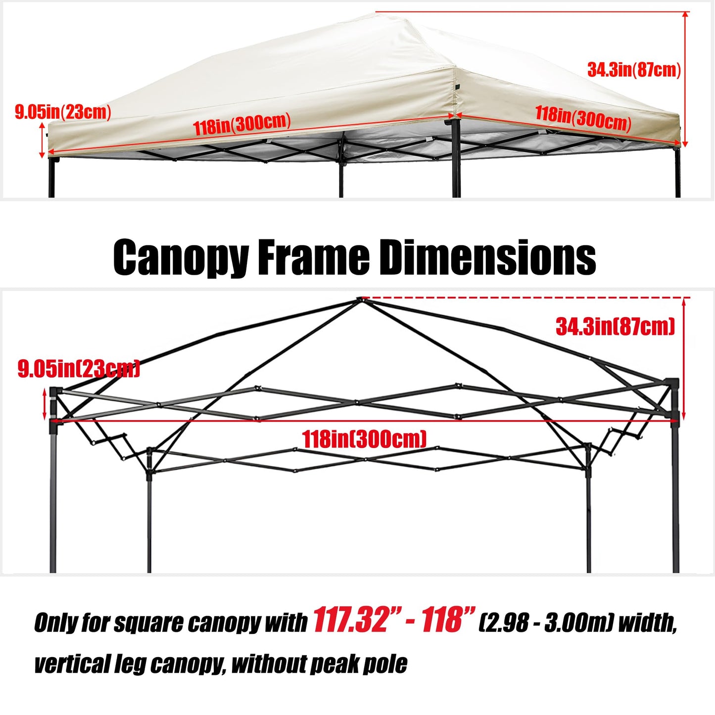 NINAT Canopy Replacement Top Tent Top Cover for 10x10ft Pop Up Paty/Tent (Vertical Leg) Instant Canopy Cover Beige 1pcs Only