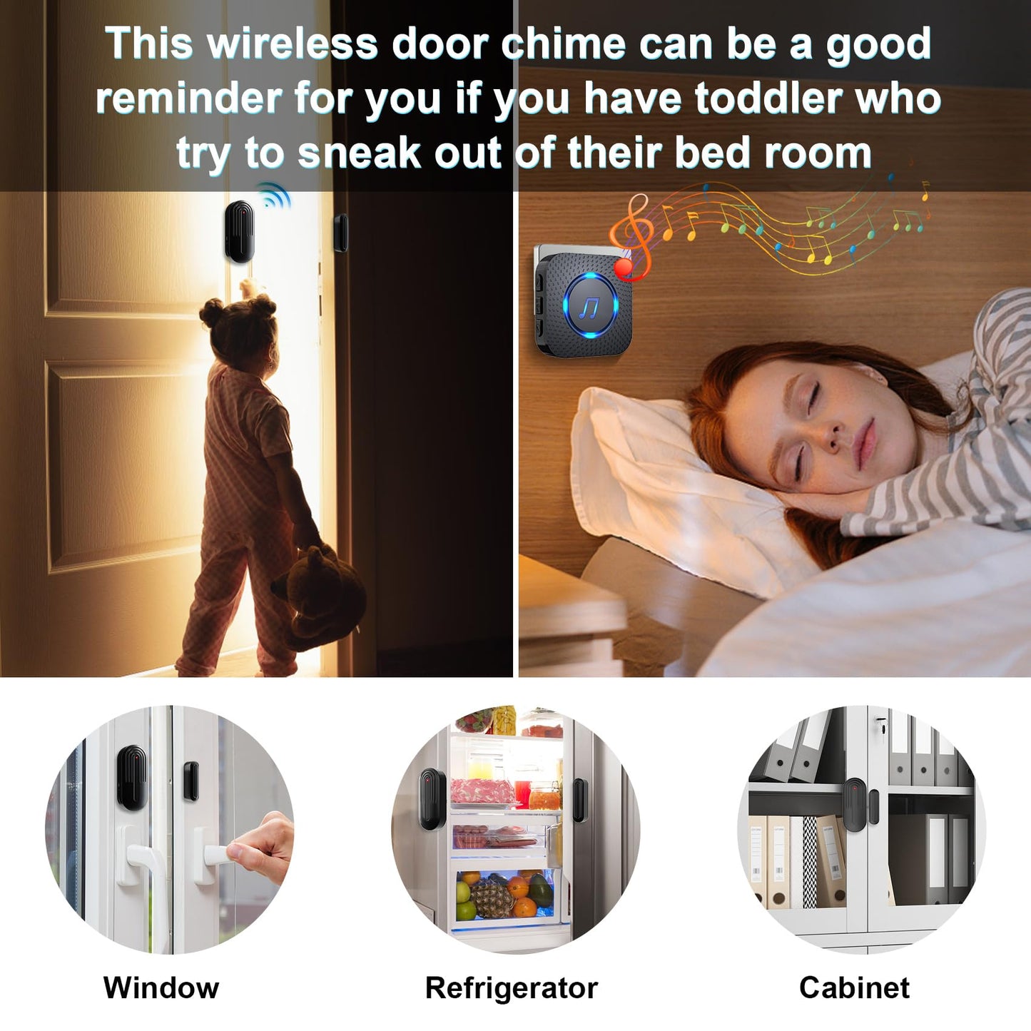Door Chime,SanJie Wireless Door Sensor Chime When Opens,Entry Alarm for Business/Home/Kids,500 FT Range,26 Chimes 5 Adjustable Volume Ringer Alert,2 Sensors 1 Receiver Black