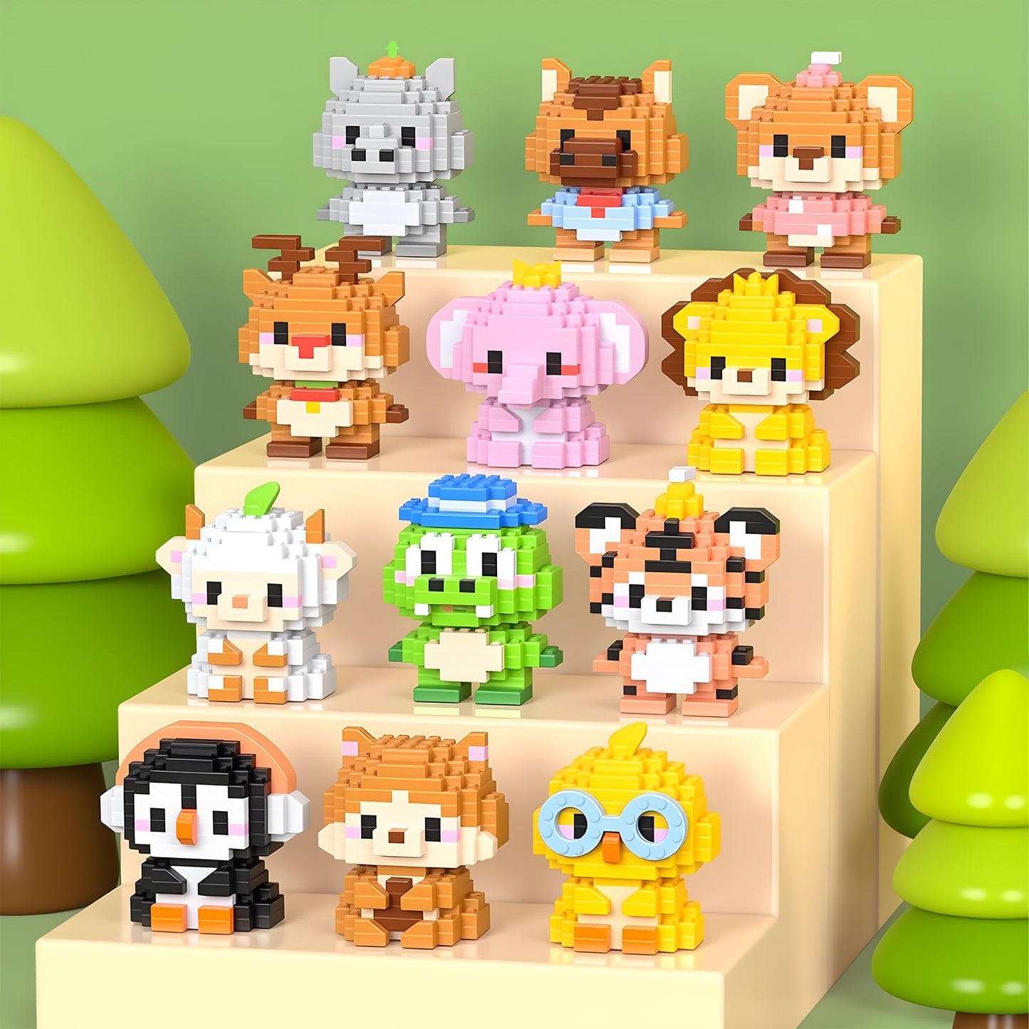 APENGBAOL 12 Pack Animals Building Block Sets,Micro Mini Animals Party Favors for Kids, Birthday Gift for Boy Girl(1,691 Pieces)