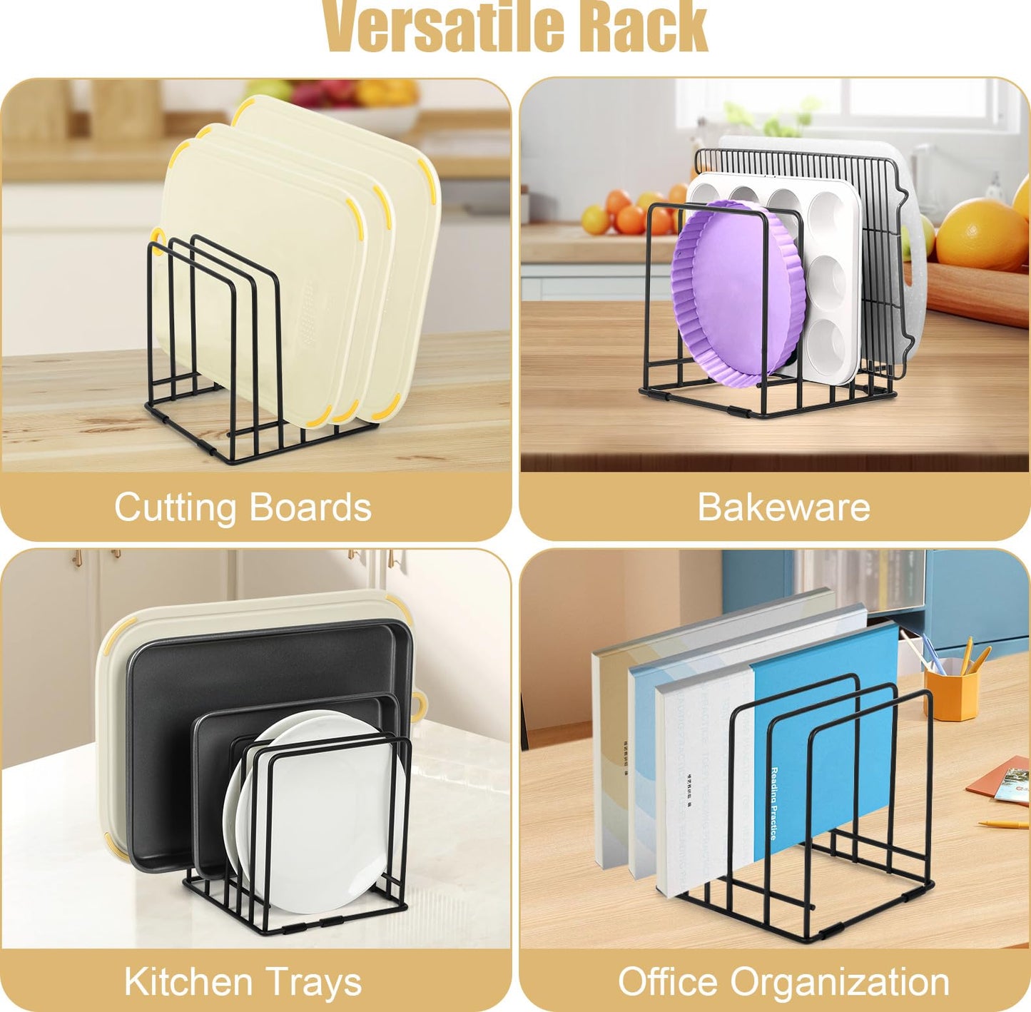 Kitchen Cabinet Cutting Board Organizer, Cookie Sheet Storage Rack,Cabinet Dividers Holder with 5 Slots for Baking Pan Tray Organizer (2 PCS)