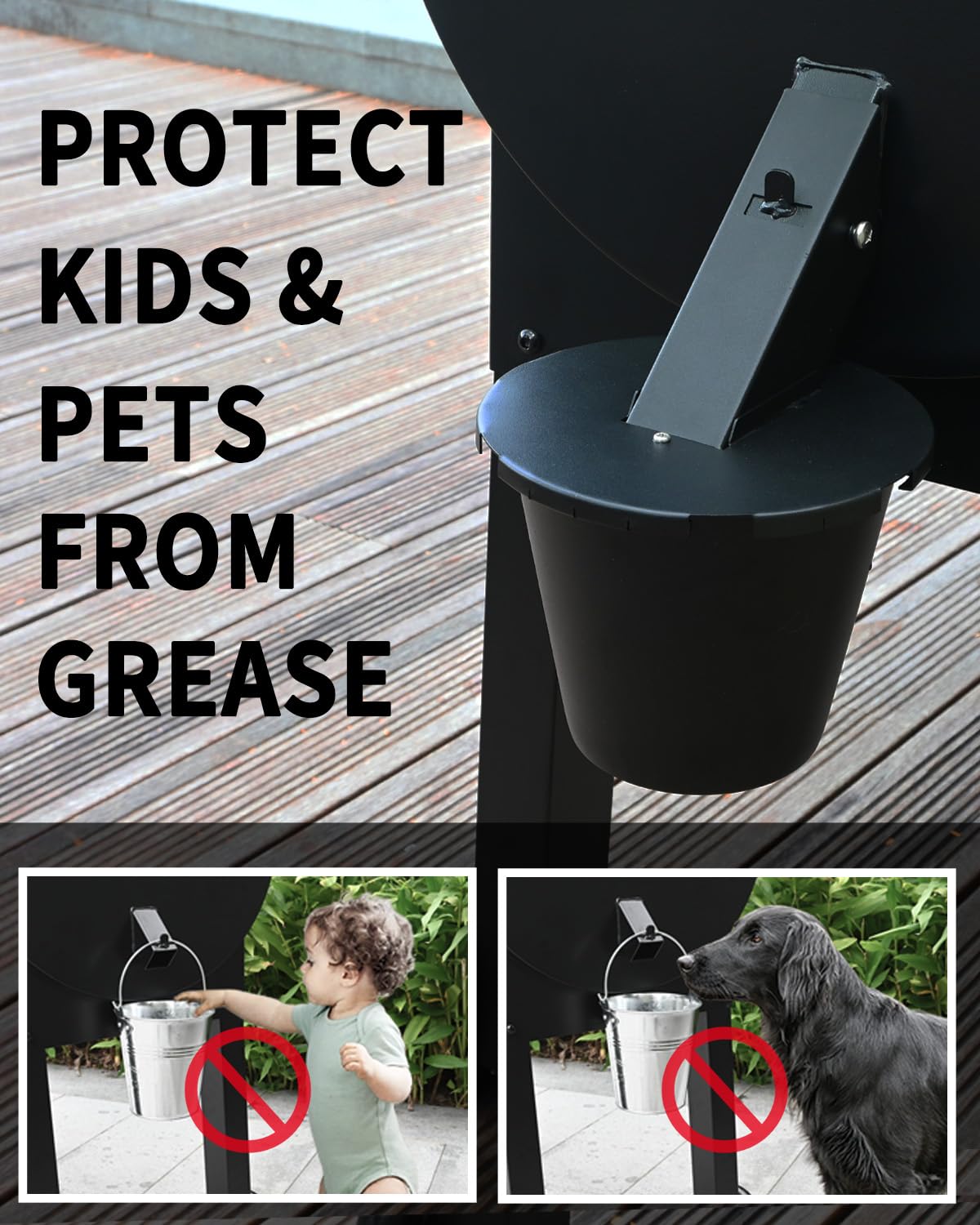 Grease Bucket with Lid & Silicone Liner, Upgraded Grill Accessories, Replacement Drip Bucket for Traeger Smokers & Grills