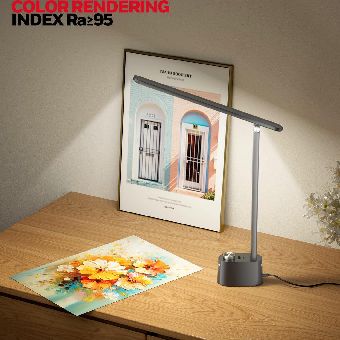 Honeywell Upgraded LED Desk Lamp - H01Pro Sunturalux™ Eye-Caring Table Lamp for Home Office College Dorm, Stepless Dimmable Small Desk Light Foldable Reading Desk Lamp for Studying Working（Black