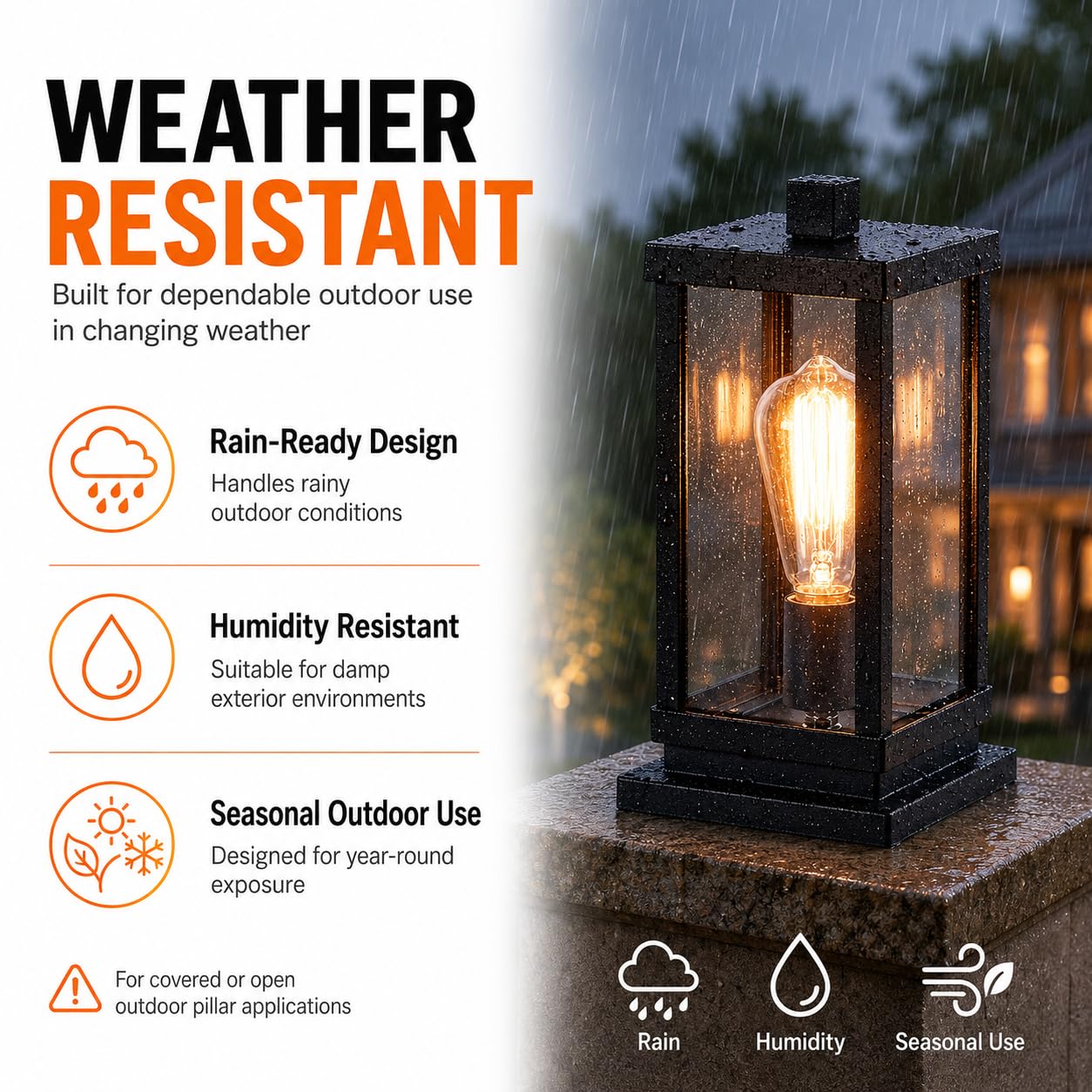 Modern Outdoor Post Light Fixture, Hardwired Aluminum and Clear Glass Lamp Post Lantern, Waterproof Exterior Light for Yard, Driveway, Garden, Gate Pillar,E26 Base (Bulb Not Included)