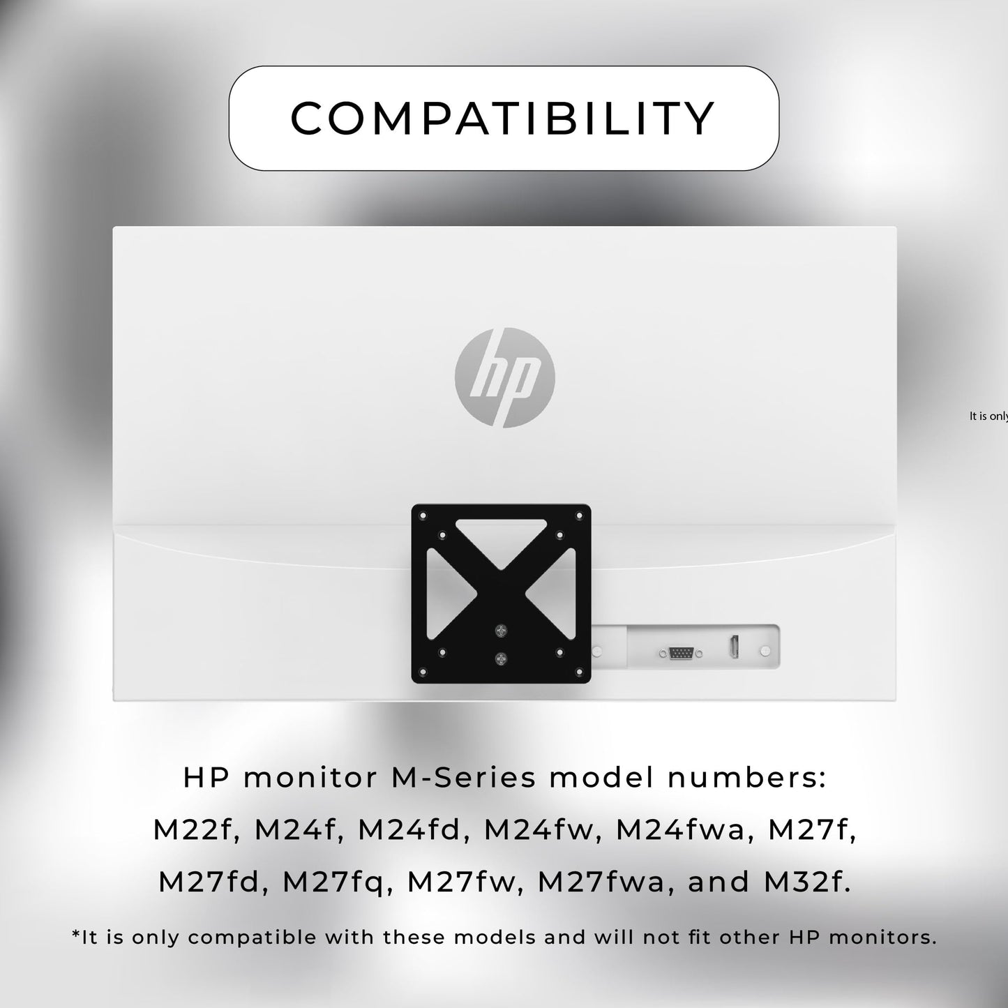 HumanCentric VESA Mount Adapter Compatible with HP M Series and 5 Series Monitors M22f M24f M24fd M24fw M24fwa M27f M27fd M27fq M27fw M27fwa and M32f 524sa 524sw 524sf 527sa 527sw 527sf and 532sf
