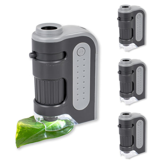 Carson MicroBrite Plus 60x-120x Power LED Lighted Pocket Microscope - Set of 4 (MM-300MU)