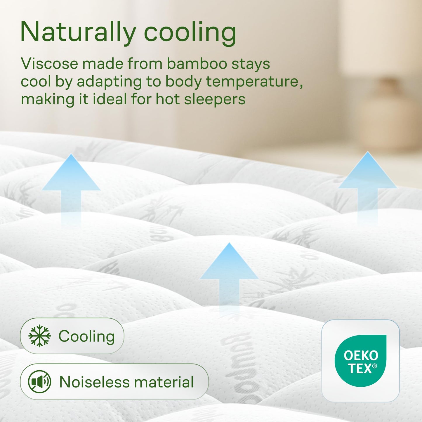 Bamboo Mattress Topper Queen Size - Thick Cooling Breathable Pillow Top Mattress Pad for Back Pain Relief - Deep Pocket Topper Fits 8-20 Inches (60x80 Inches, White)