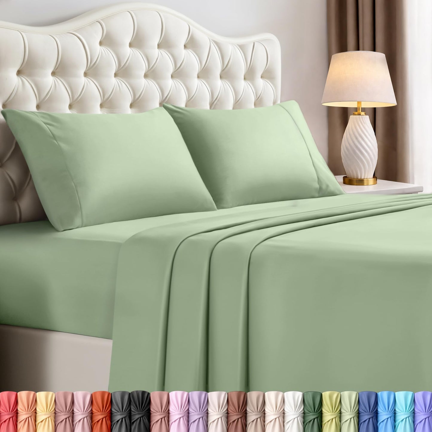 Utopia Bedding King Bed Sheet Set - 4 Piece Bedding - Soft Brushed Microfiber Fabric - Shrinkage & Fade Resistant - Easy Care (Sage)
