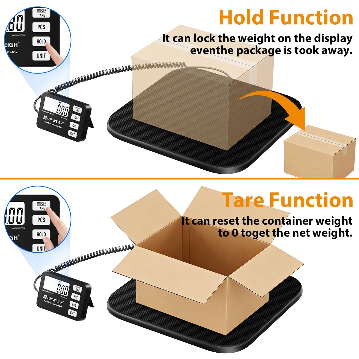 GRAM PRES Shipping Scale 440 lbs/10g Highly Accurate Digital Postal Scale with Hold/Tare/Pcs LCD Display for Packages/Luggage/Post Office/Dog Battery & USB Cable Included