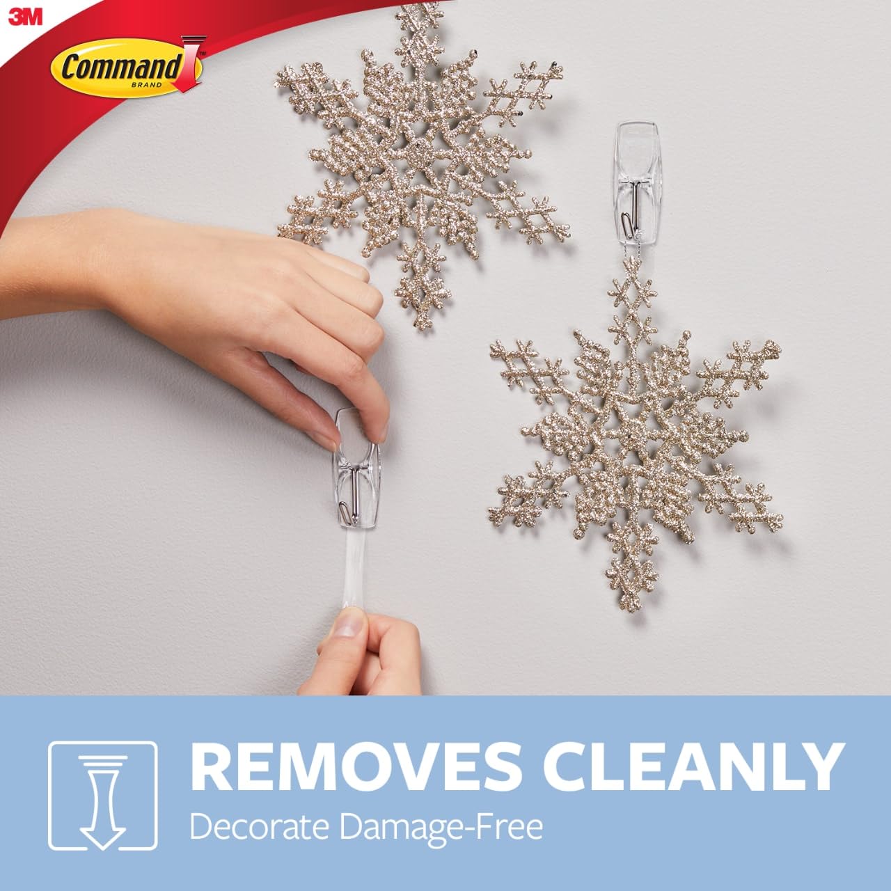 Command Medium Clear Wire Toggle Hooks,10 Wall Hooks and 12 Command Strips, Damage-Free Hanging with Adhesive, Great for Hanging, Organization and Storage, Holds up to 2 lb