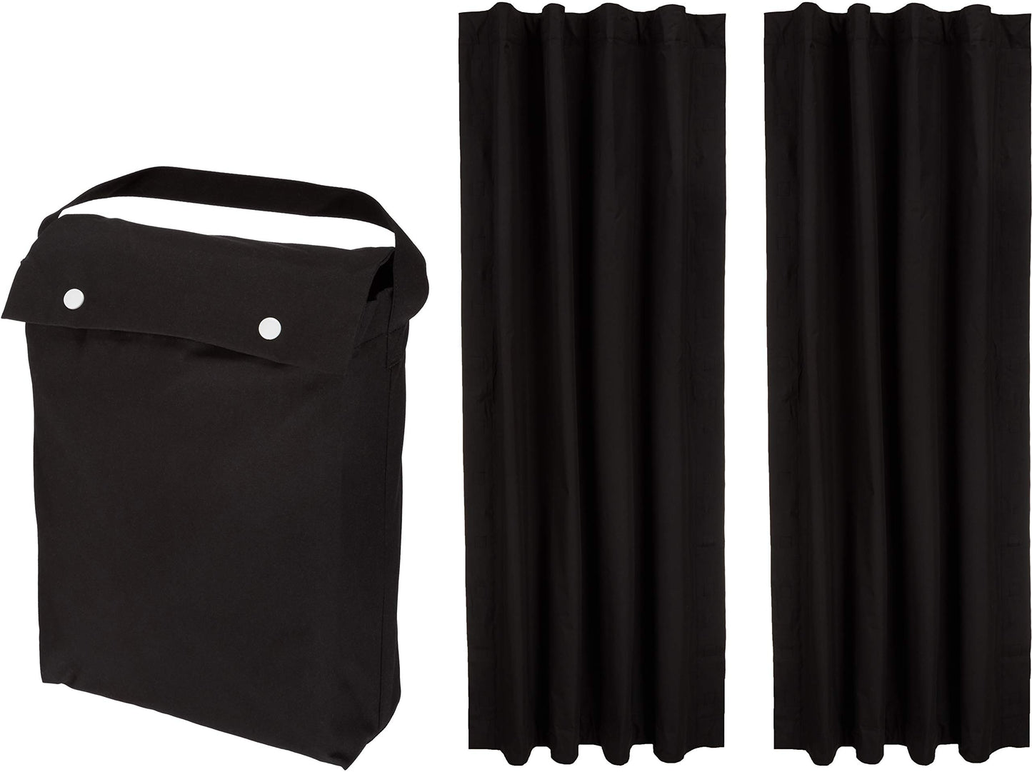 Amazon Basics Portable Window Blackout Curtain Shade with Suction Cups for Travel, Kids, and Baby Nursery - 127cm W x 198.12cm L, Black - 2-Pack