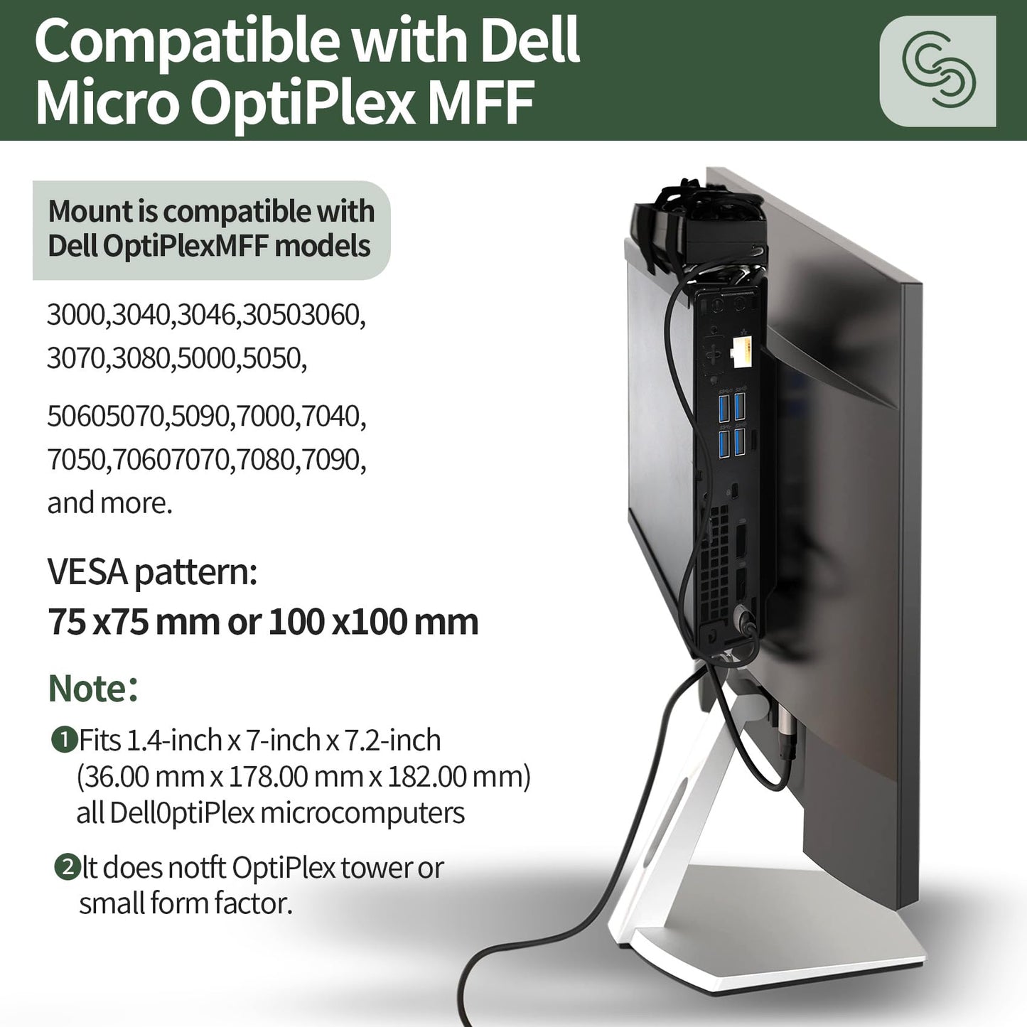 Mini PC Mount for Dell Micro Mount,Under Desk and VESA Wall Mount for Dell OptiPlex Micro Form Factor Case Dell MFF 7010 7080 5070 3000 7060 7090 3060 3040 3046 3050 3090 9020 7080XE