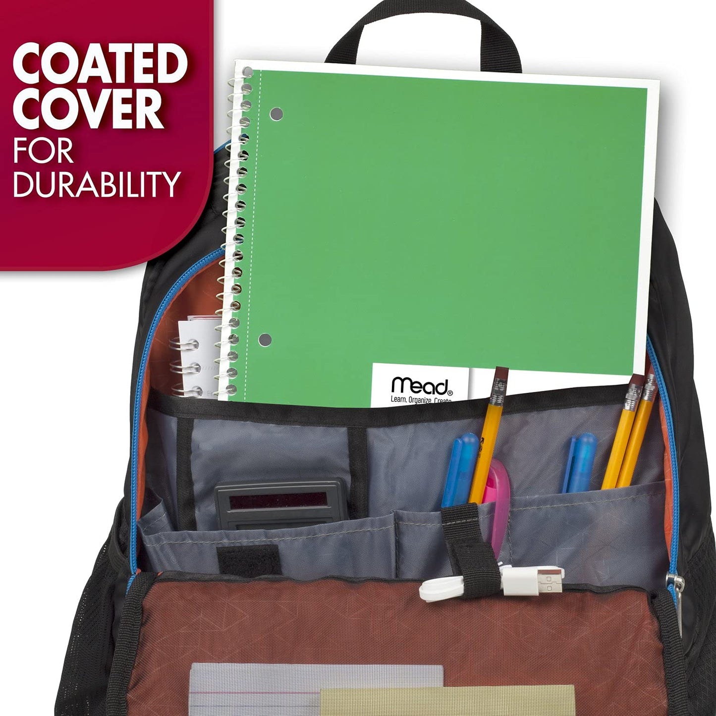 Mead Spiral Notebooks, Wide Ruled, 70 Sheets, Assorted Colors, 12 Pack (73699)