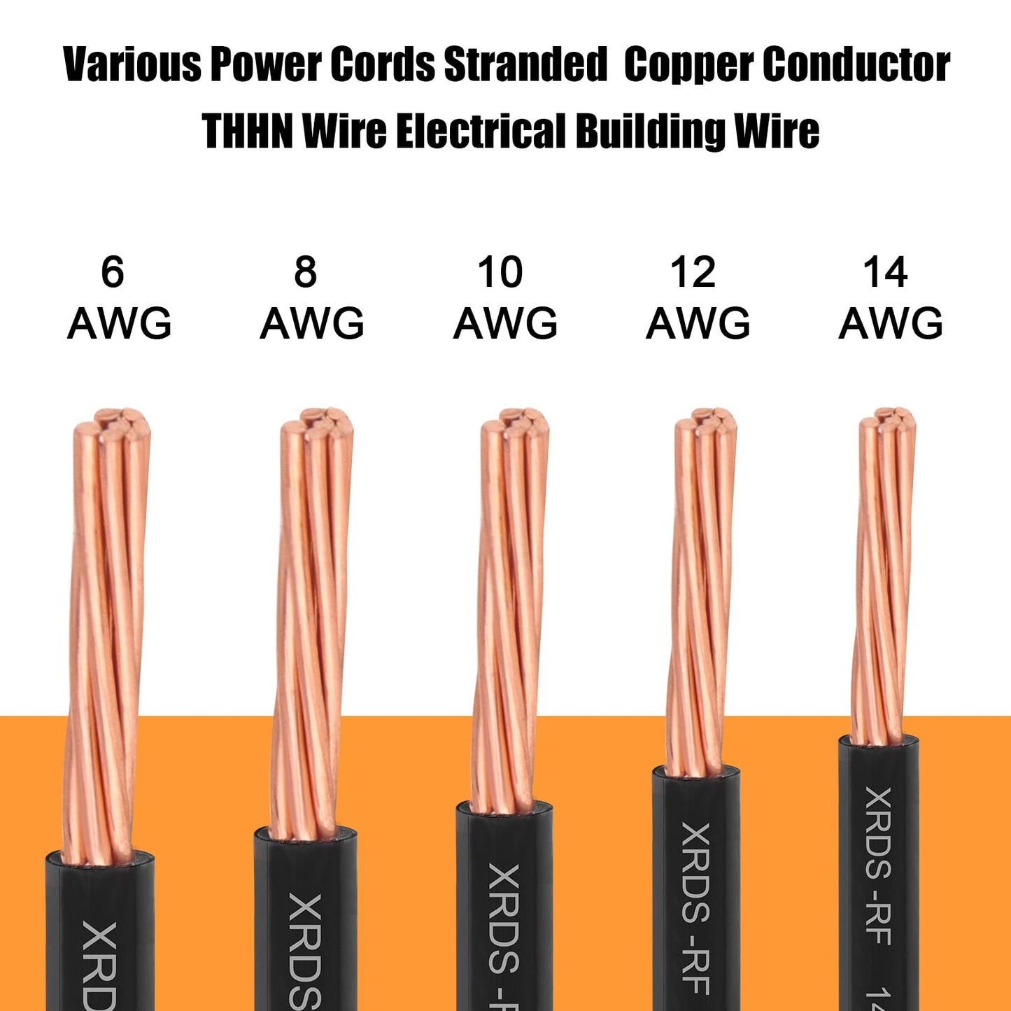 XRDS -RF 6 AWG 50FT THHN Stranded Wire – Nylon Insulated Pure Copper Electrical Cable for DIY Projects – Black – 600V Rated
