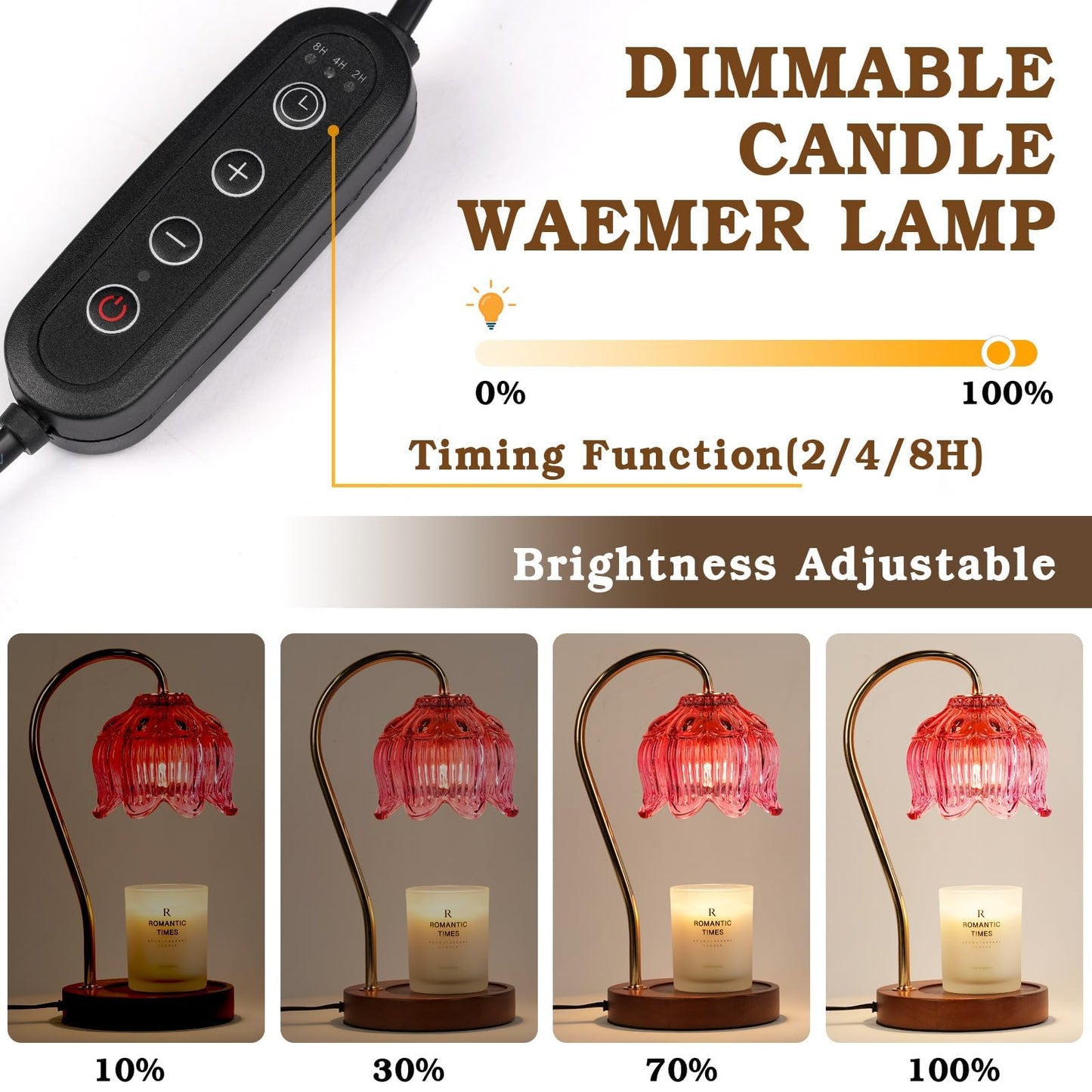 Pink Candle Warmer Lamp with Timer, Dimmable Candle Lamp Warmer, Mothers Day Birthday Gift Idea for Women Mom Who Have Everything, House Warming for New Home, Lotus Wax Melt Warmer for Jar Candles