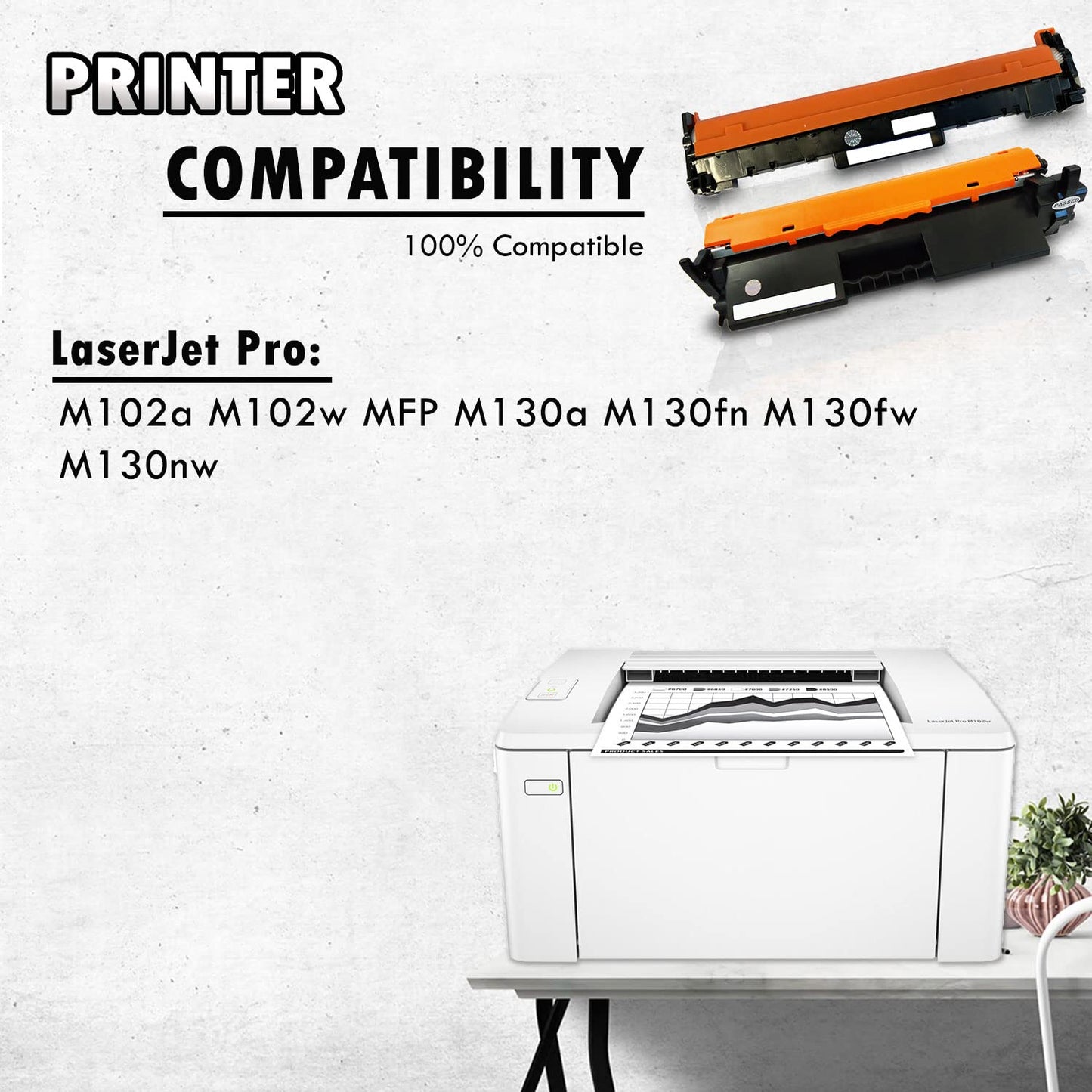 3PK-Inkfirst Compatible Toner Cartridges & Drum Unit Replacement for HP CF217A (with CHIP) CF219A (2 Toner + 1 Drum) LaserJet Pro M102a M102w MFP M130a M130fn M130fw M130nw