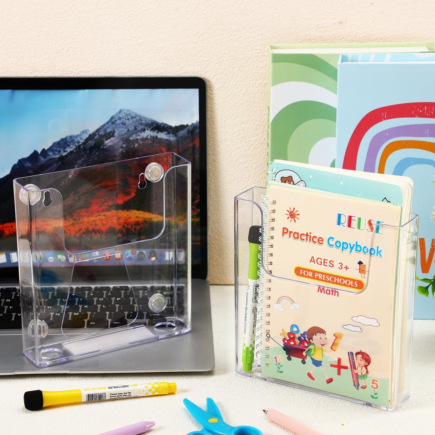 Thyle 2 Pcs 6.7 Inch Acrylic Brochure Holder Wall Mount Flyer Holder Clear Literature Organizer magnetic File Magazine Display Stand Plastic Pamphlet Organizer Mail Display Stand for Wall