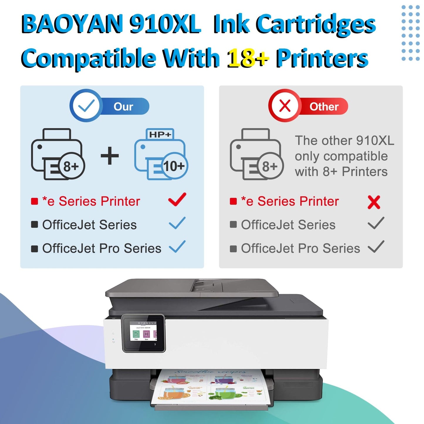 910XL Ink Cartridges Replacement for HP 910xl Ink Cartridges Combo Pack with OfficeJet Pro 8025e 8015e 8028e 8035e 8025 8035 8020 Printer (Black, Cyan, Magenta, Yellow)