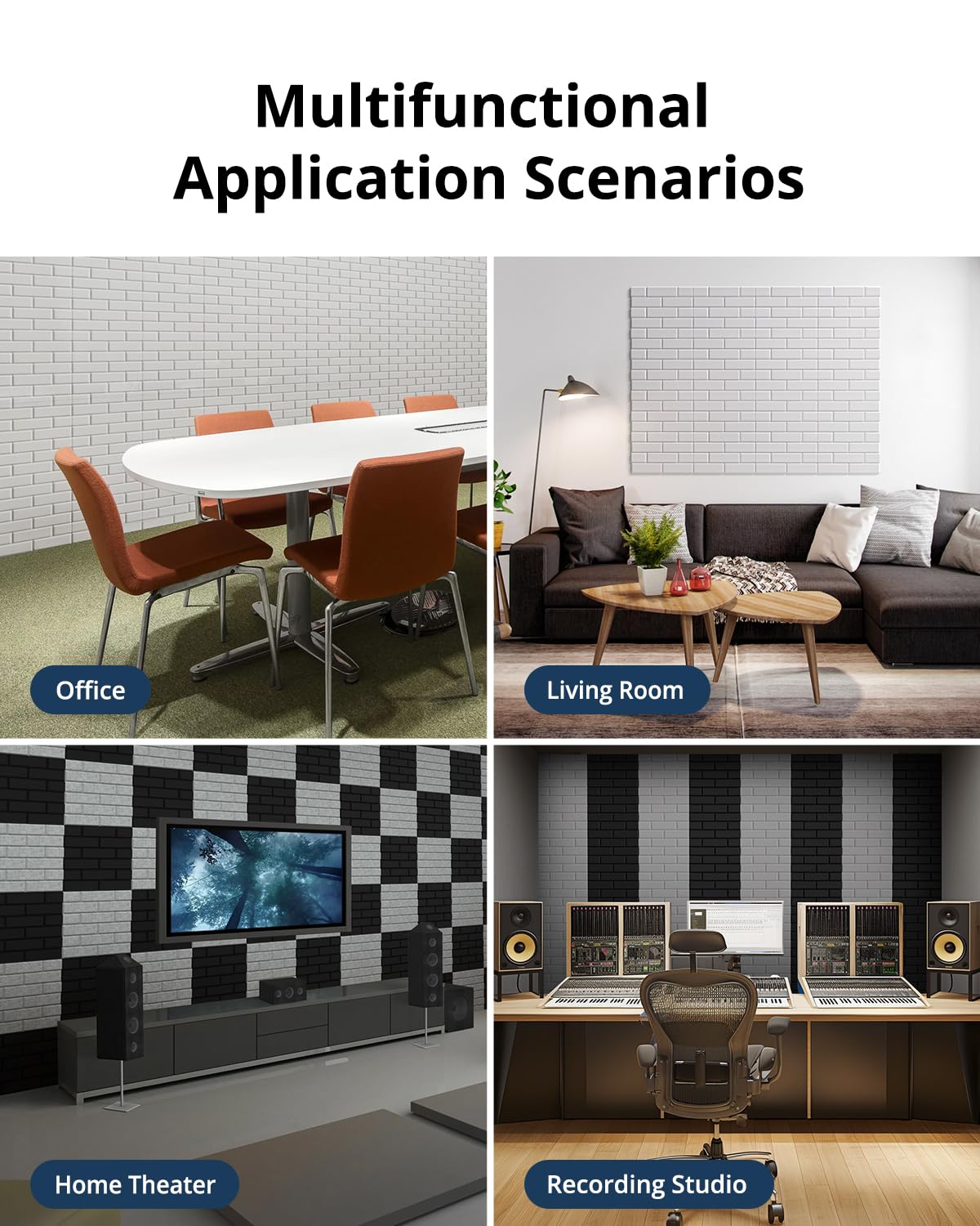 12 Pack Acoustic Foam Panels 12"X12"X0.4" Soundproof Foam Wall Decoration Sound Deadening Panels High-Density Soundproof Wall Panels, Sound Absorbing Panel for Home & Offices(Black)