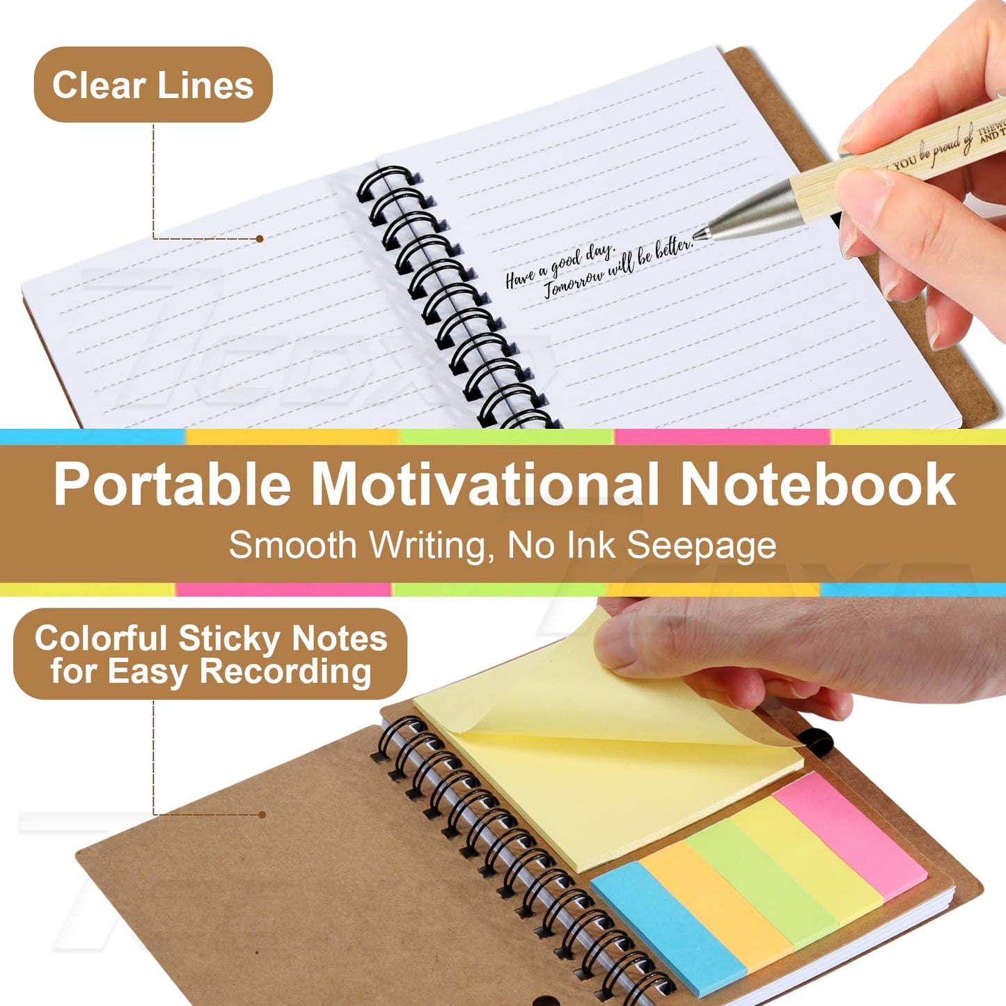 12 Sets Thank You Gifts, Employee Appreciation Gifts, Inspirational Notebooks With Sticky,Inspirational Pens And Gift Bags,Mini Motivational Notebooks for Employee Teacher Staff Coworker