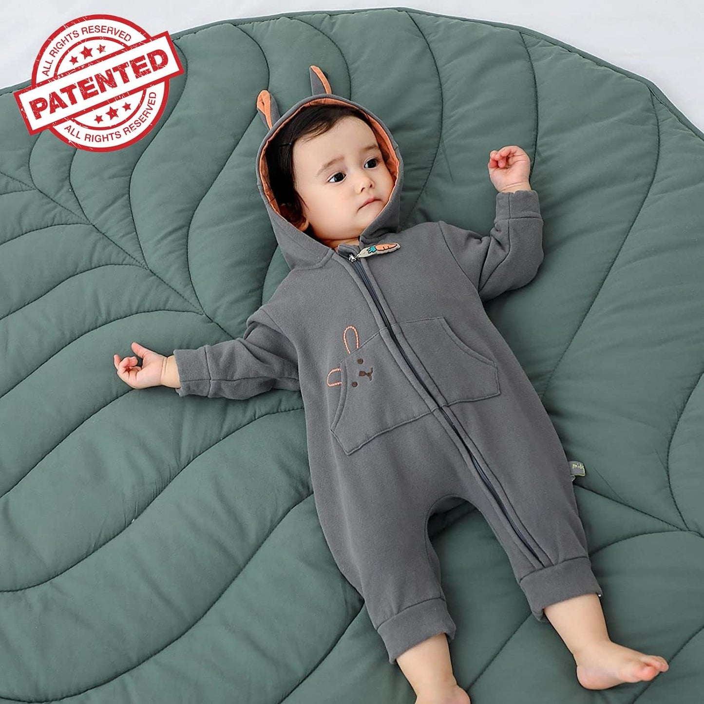 Leaf Nursery Rug, Machine Washable Baby Play Mat, Soft Playmat for Newborn, Special Padded Baby Floor Mat, Crawling Baby Mat for Tummy Time Infants