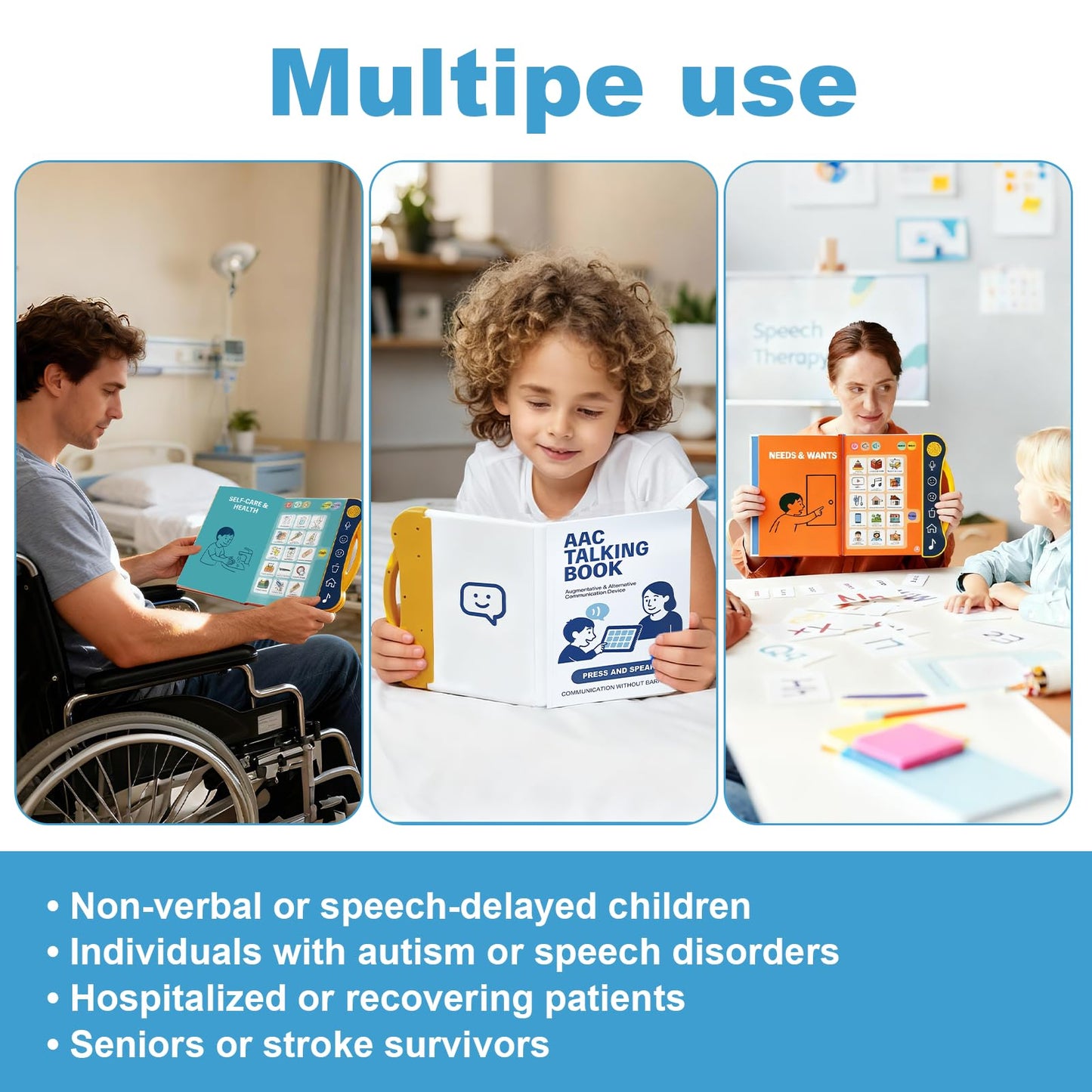 AAC Device for Autism, Communication Board for Nonverbal Kids & Adults, Speech Therapy Materials with 8 Programmable Buttons & Adjustable Volume, Gifts for People with Autism Classroom Must Haves