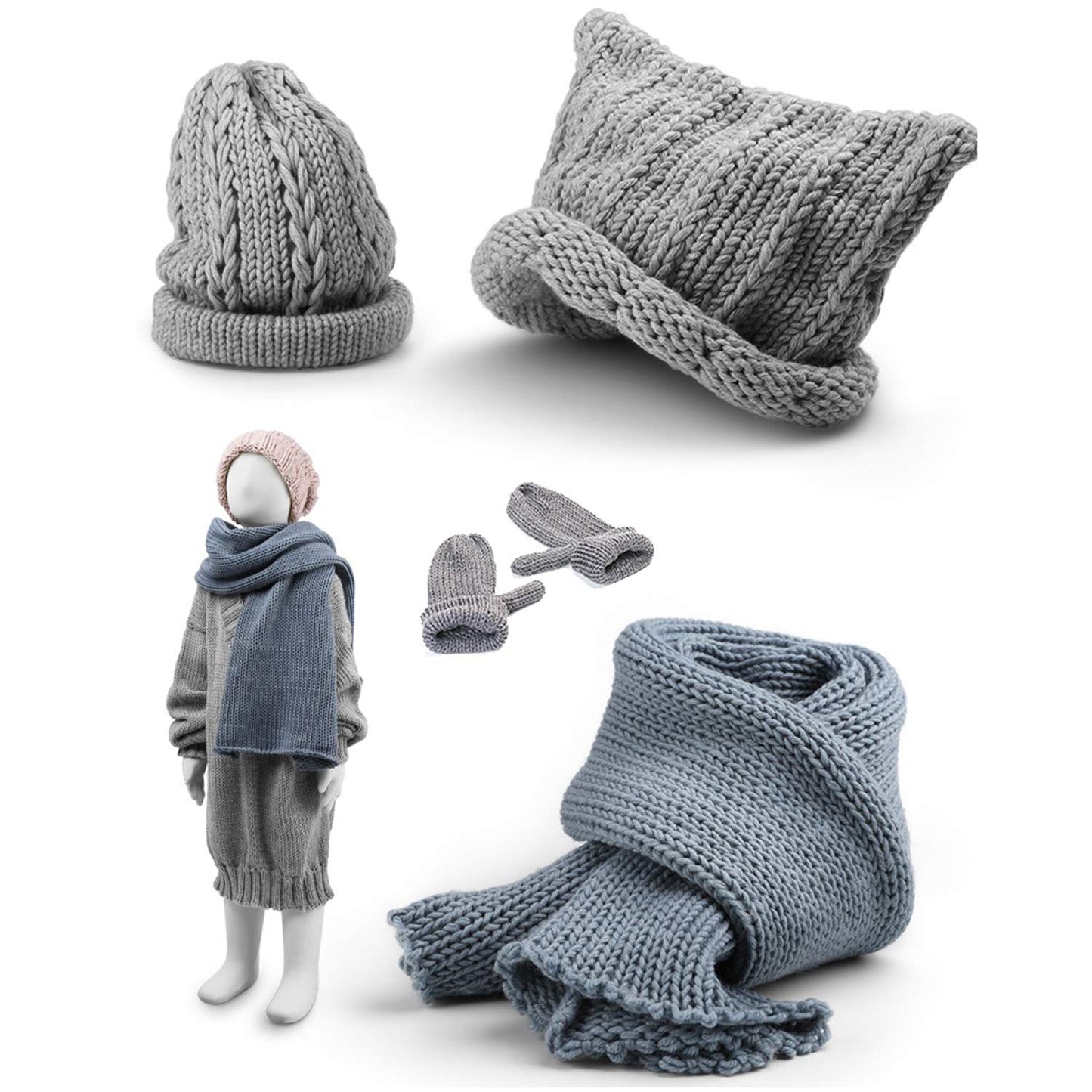 READAEER Knitting Loom Kit with Pompom Maker, Round Knitting Loom for Hat, Rectangular for Blanket Scarf Shawl, Knitting Loom Kit for Beginner