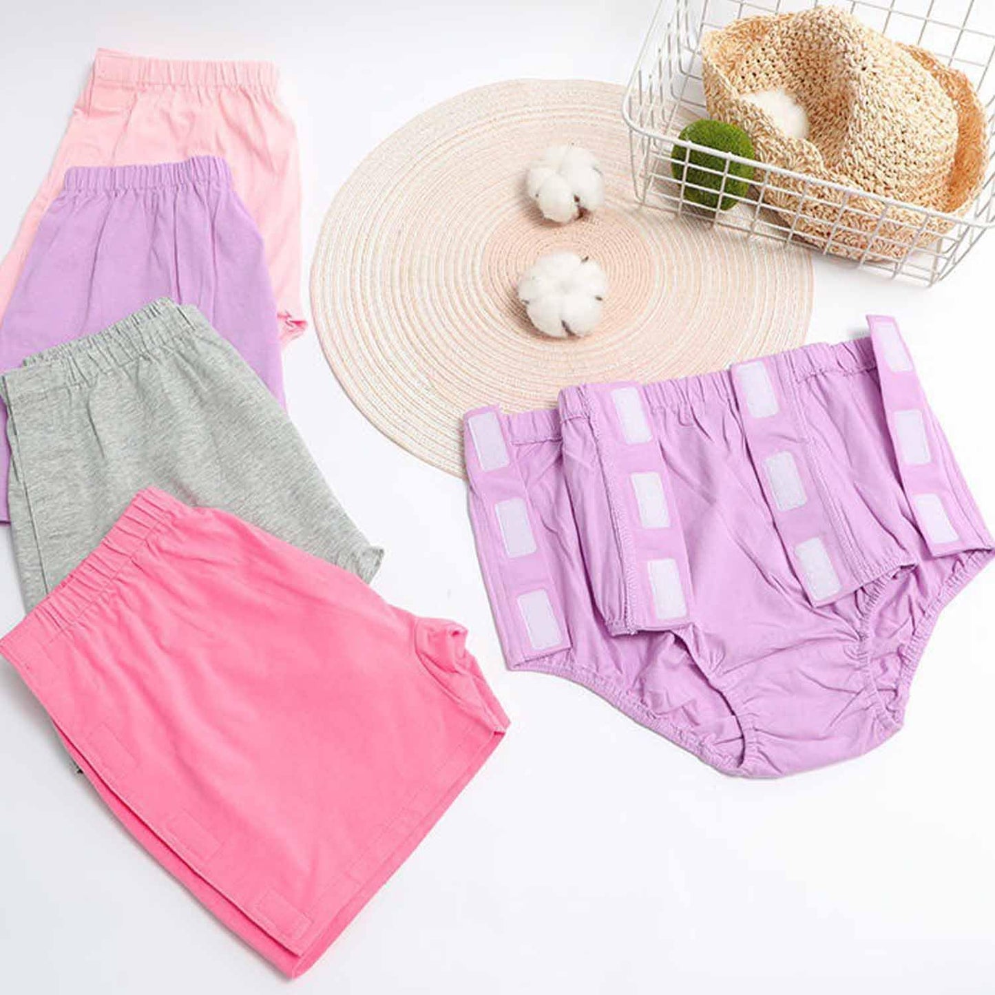 3 Pack Post Surgery Adaptive Underwear, Tear Away Incontinence Underpants, Reusable Stick-on Briefs