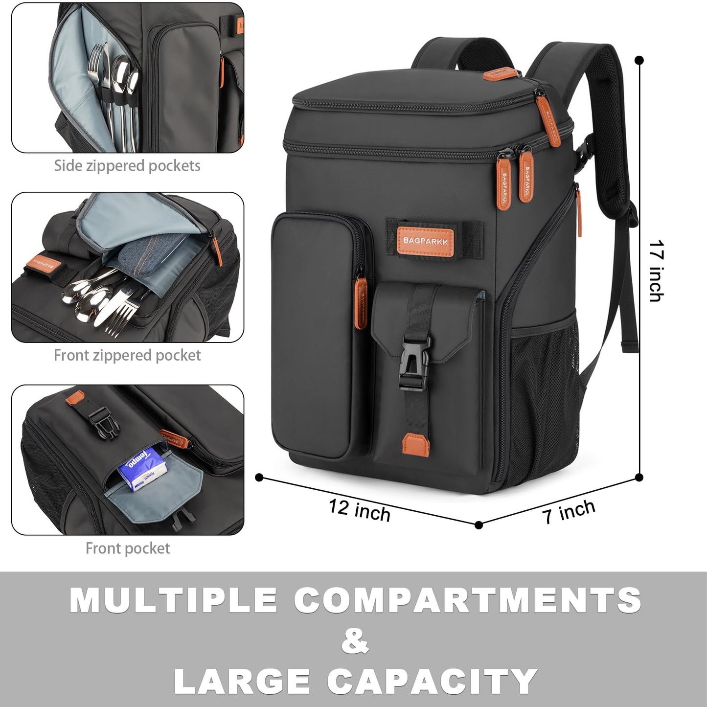 Insulated Cooler Backpack,33 Cans Multifunctional Double Deck Leakproof Cooler Bag with Sternum Strap,Large Capacity Lightweight Travel Camping Beach Backpack Cooler Ice Chest for Men Women
