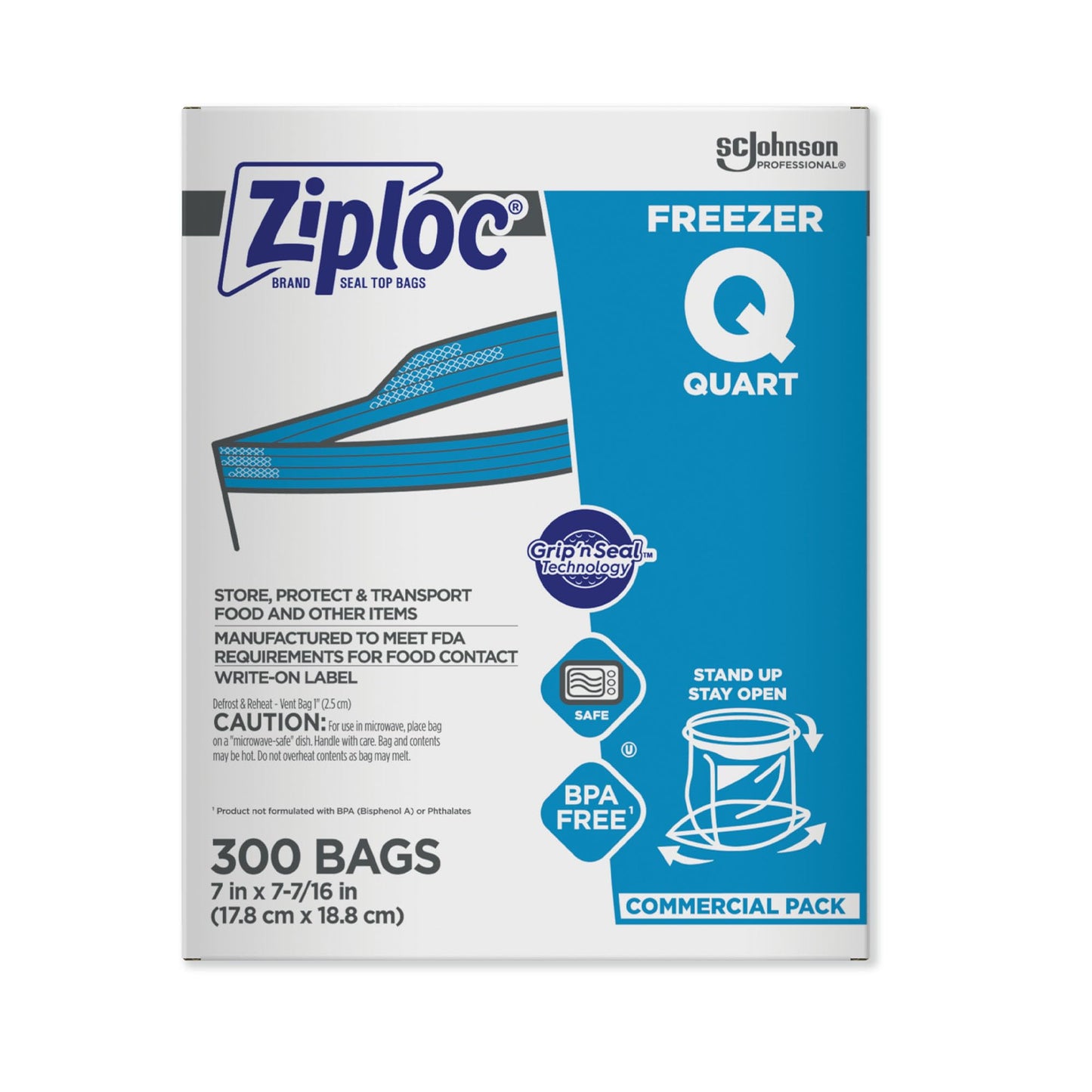 Ziploc PRO Freezer Quart 300ct, Clear (696187)