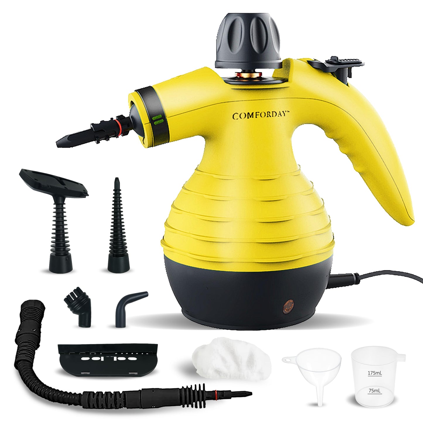 Comforday Handheld Multi-Purpose Pressurized Steam Cleaner with Safety Lock and 9 FREE Accessories