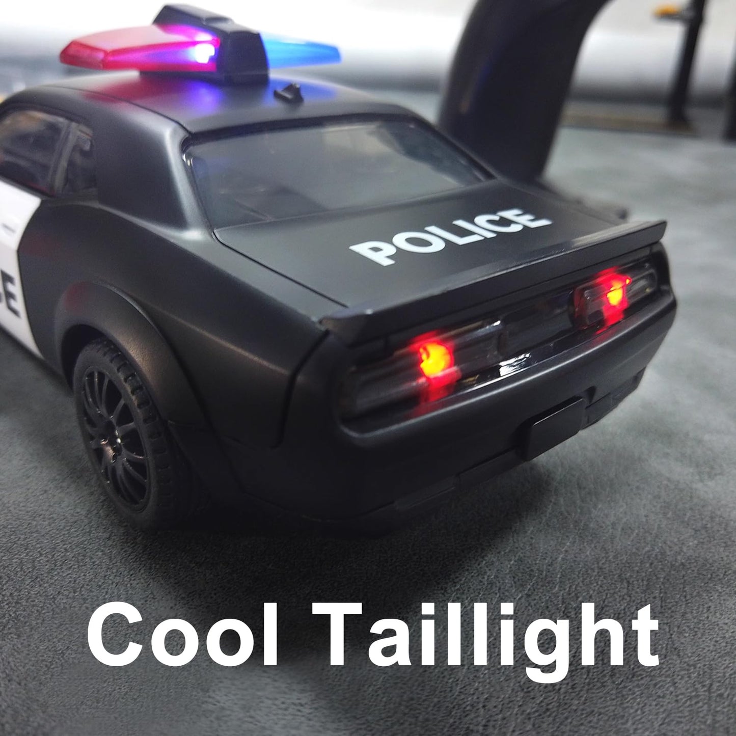 Hylukon RC Drift Car, 1:24 Scale Police Car Toy, 4WD RC Car Toy with Lights, Birthday Gift Ideas for Teens (2 Battery)
