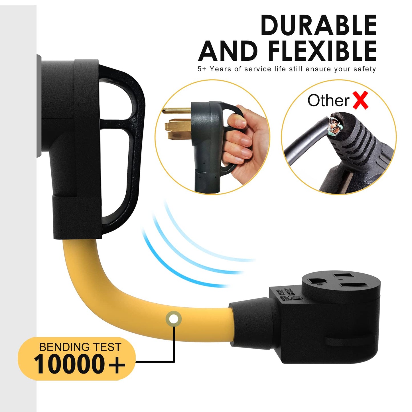 M1A2 Heavy-Duty Welder Adapter Cord, NEMA 14-50P Male to 6-50R Female, 50 Amps, STW 6 AWG, 250V RV 12500 Watt 12Inch