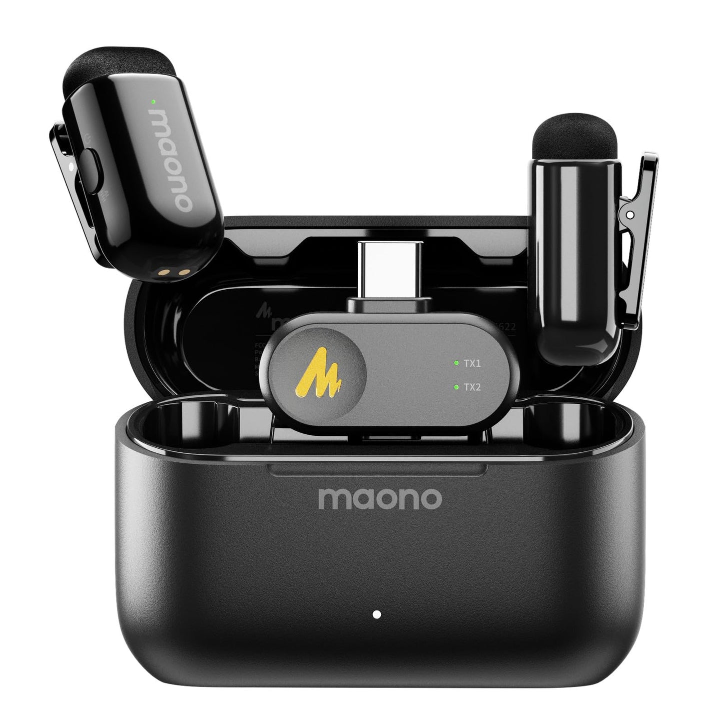 MAONO Wireless Mobile Phone Microphone - USB-C Wireless Mini Microphone for iPhone 17/16/15 Android, 4 Level Noise Reduction, AI Voice Changing, 30h Runtime, Mic for Vlog, YouTube, Recording, Wave T1
