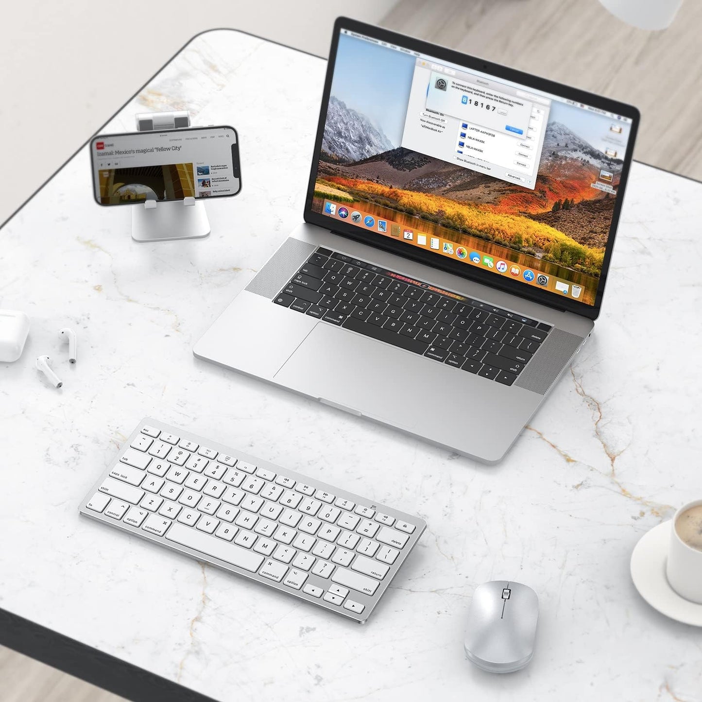 Bluetooth Keyboard for Mac, OMOTON Compact Wireless Keyboard Compatible with MacBook Pro/Air, iMac, iMac Pro, Mac mini, Mac Pro Laptop and PC, Silver