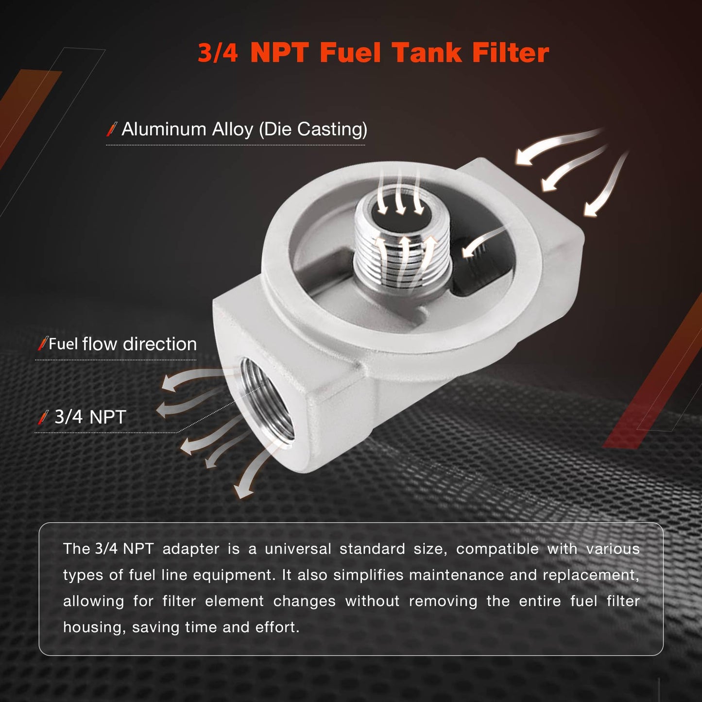 Fuel Tank Filter Kit with 3/4 NPT Top Cap Compatible with Fuel Pumps Transfer Tanks, 10 Micron Diesel Filter