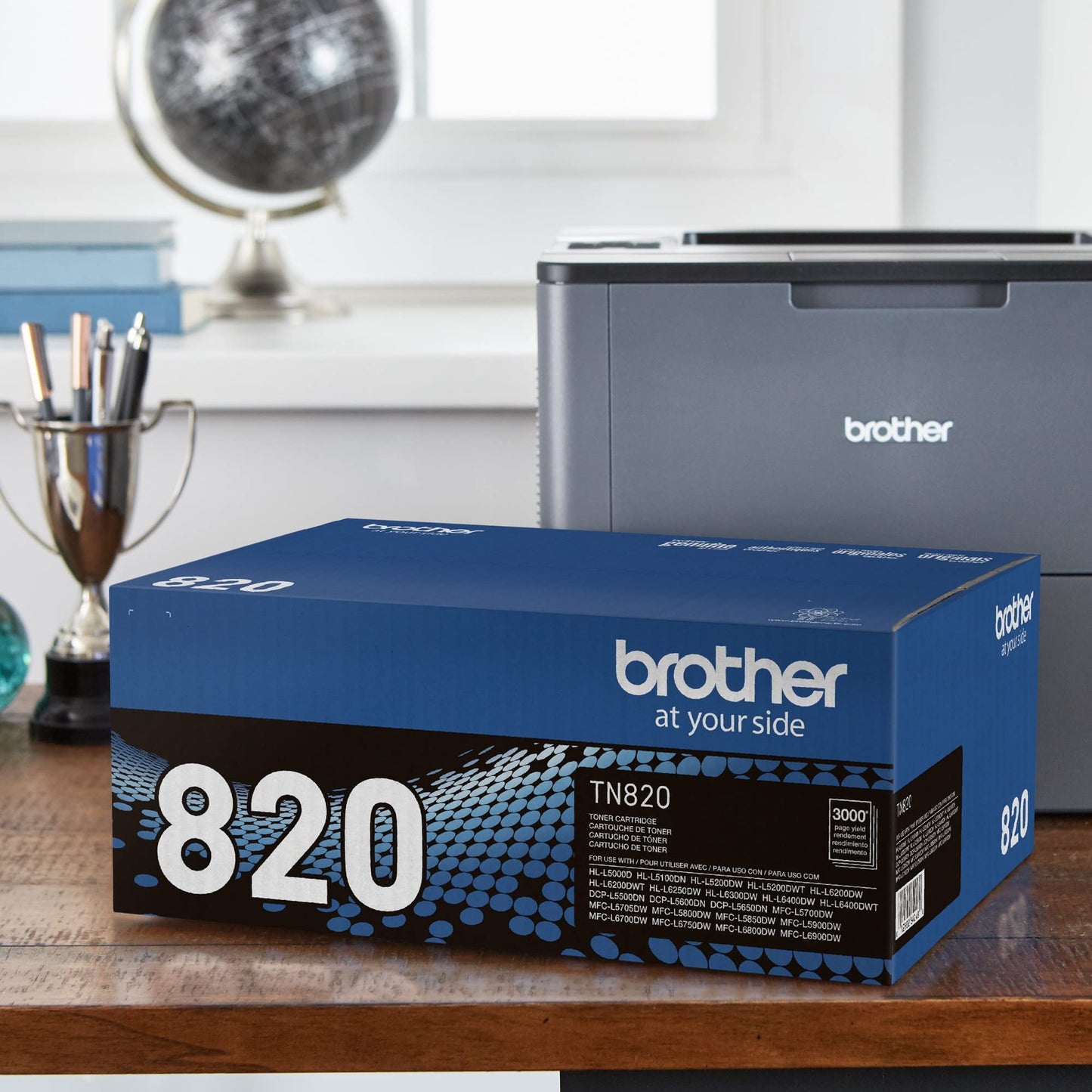 Brother original TN820 Standard Yield Black Toner Cartridge, original toner replacement cartridges, for Brother laser printers HL-L5000D, HL-L6200DW, HL-L6400DW, MFC-L5700DW, MFC-L5800DW and more