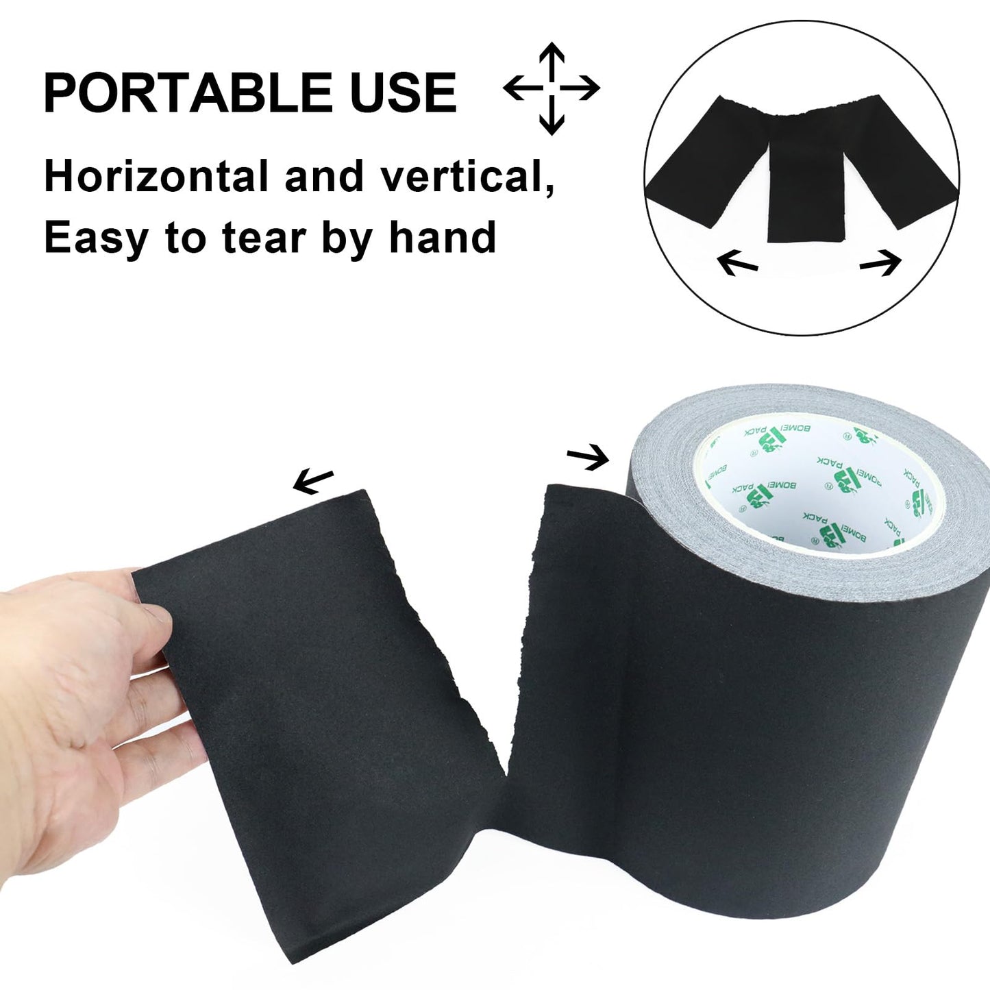 BOMEI PACK Wide Black Gaffer Tape 6 Inch x 30Yds, Non Reflective Residue Free Pro Matte Gaffing Tape for Photography