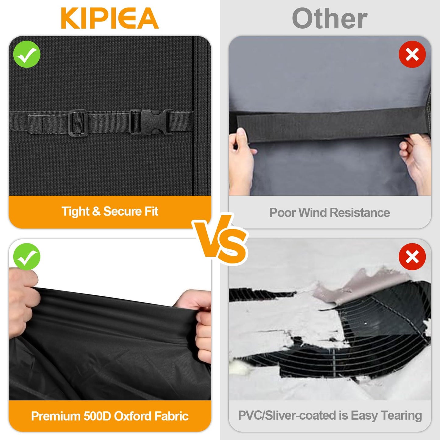 Kipiea Heavy Duty Air Conditioner Cover for Outside Units, Windproof, Anti-UV, Tear & Fade Resistant AC Cover for Winter (28" W x 28" D x 30" H)