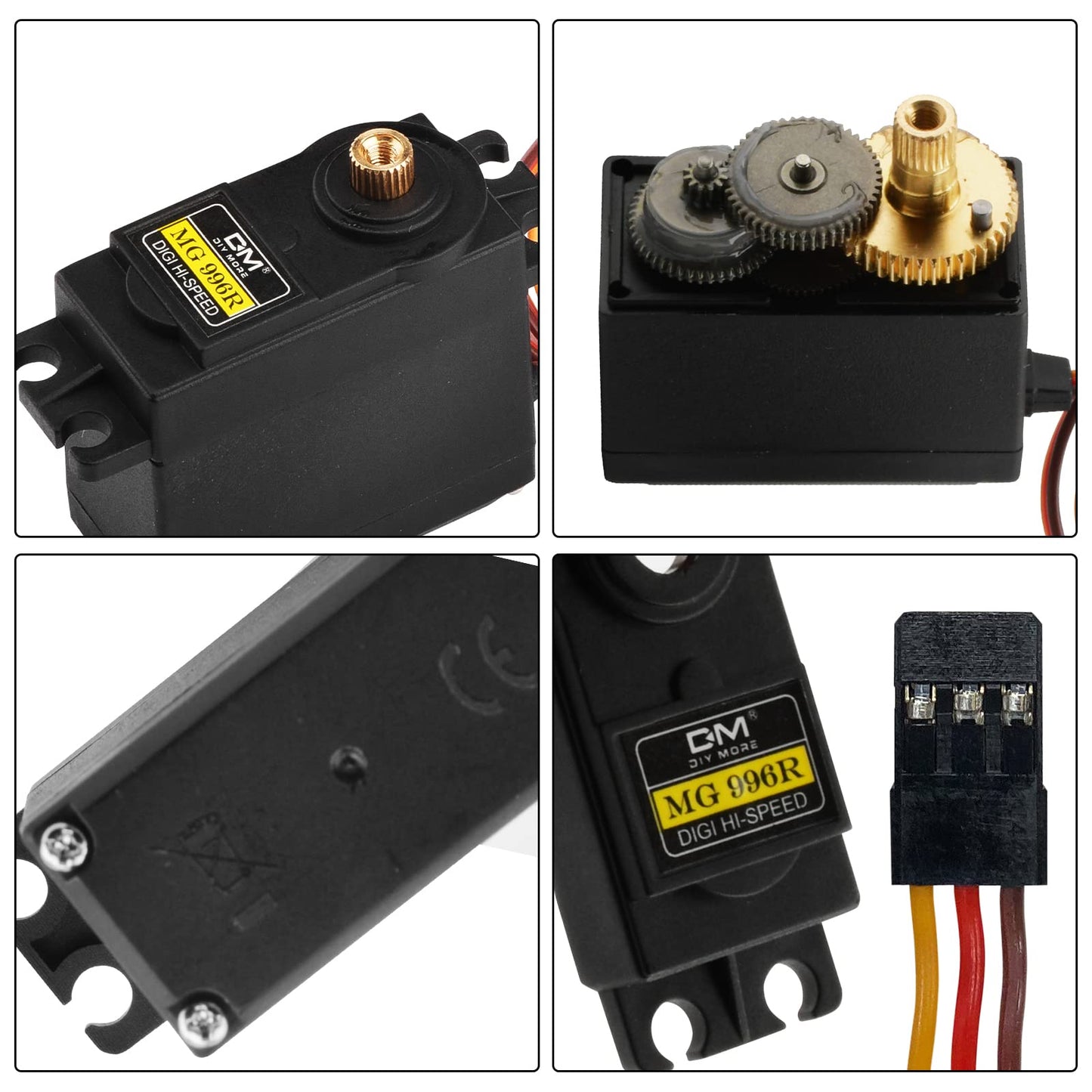 Aideepen 6-Pack MG996R Servo, Metal Gear High Speed Torque Servo Digital Servo Motor for Smart Car/Robot/Boat, Helicopter,DIY