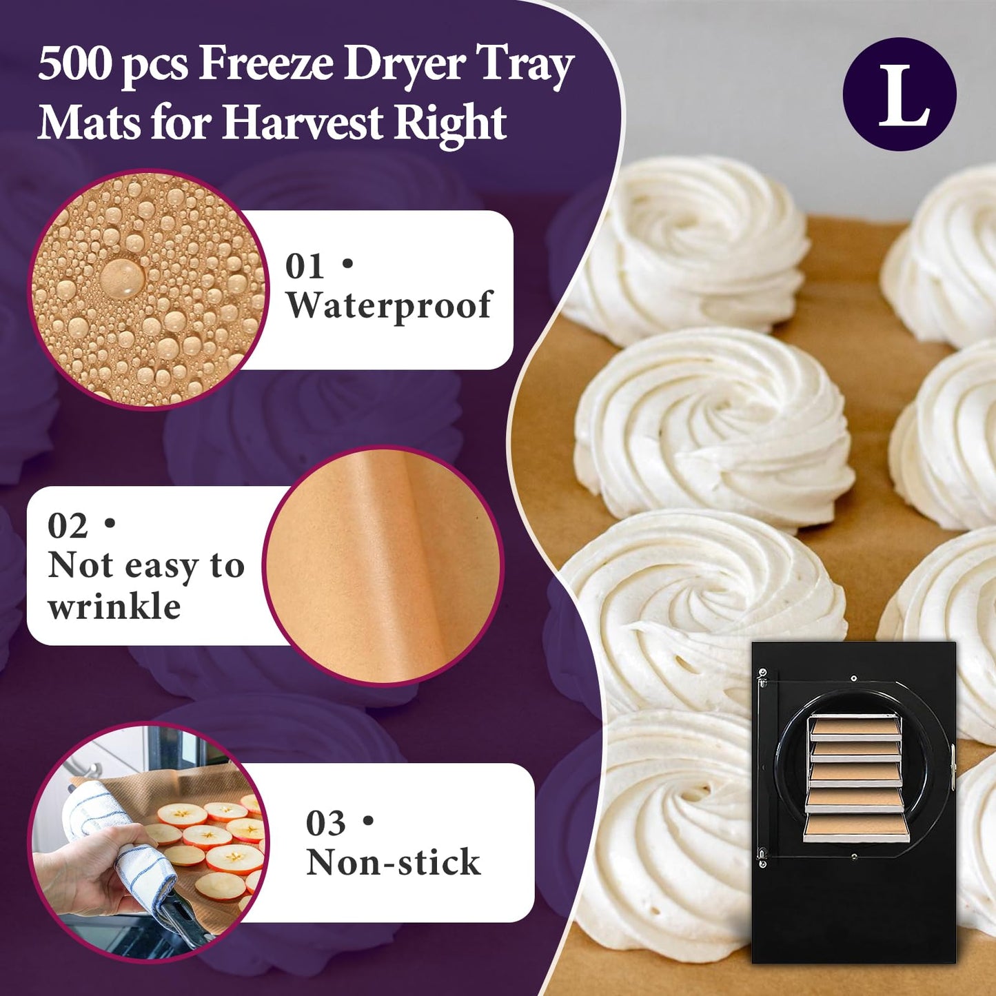 500 Packs Parchment Paper Sheets for Harvest Right Freeze Dryer - Harvest Right Freeze Dryer Accessories for Large Trays, Parchment Sheets, Freeze Dryer Tray Mats for Harvest Right(19-3/4"x8-7/16")